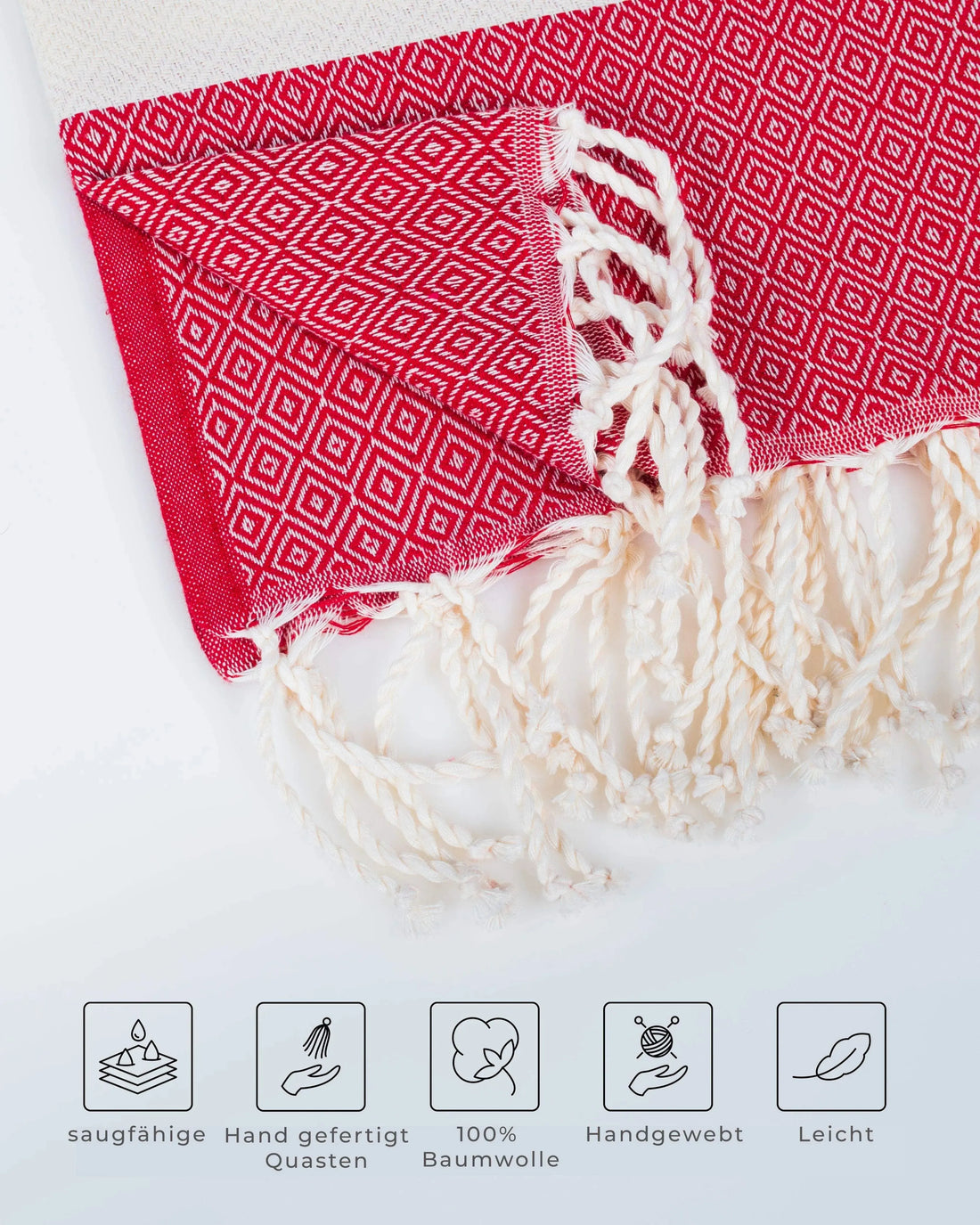 Close-up of the geometric diamond weave on the Diamond Hammam Towel XXL