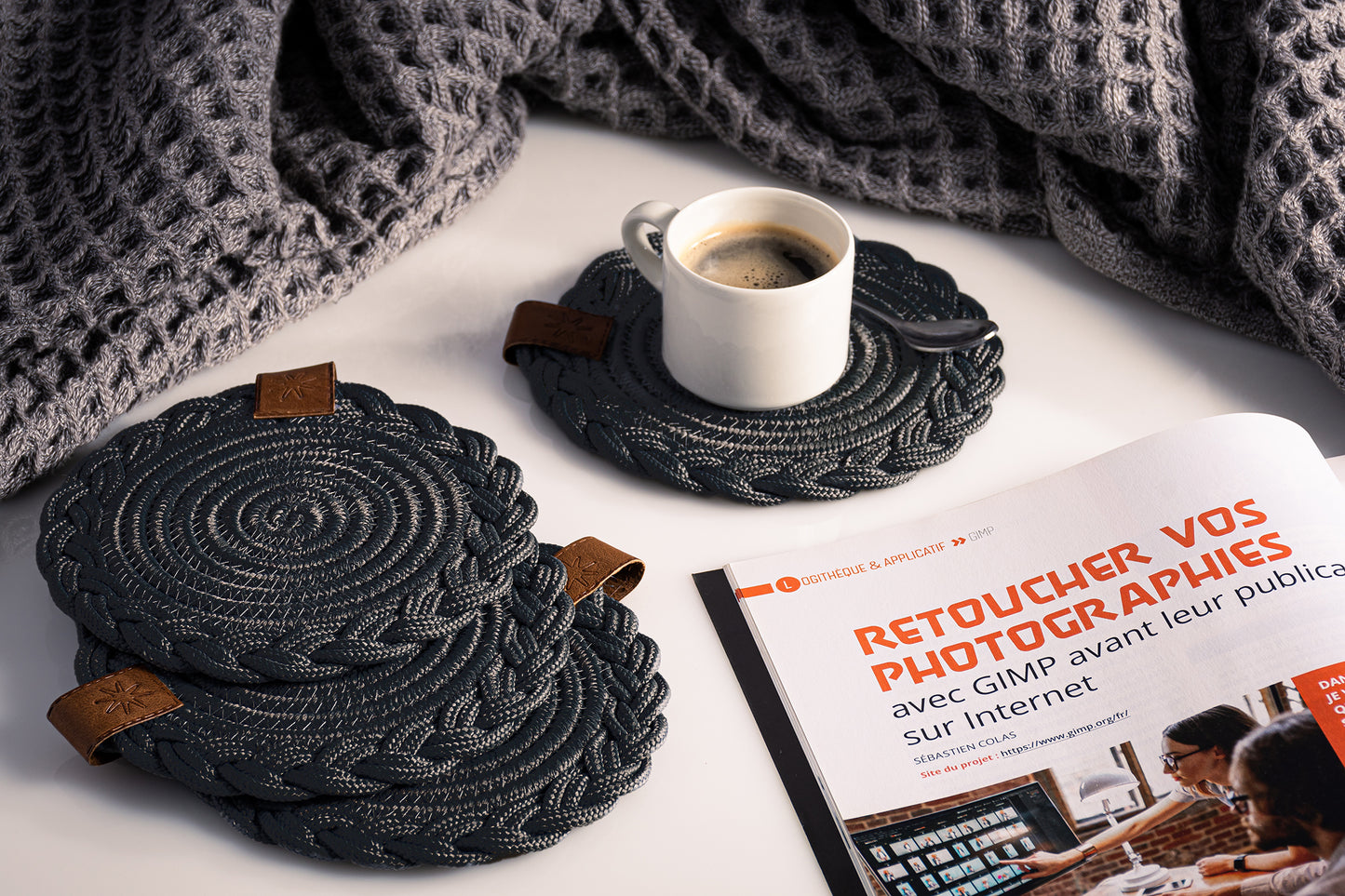 Braided Cotton Table Set – Handmade Placemats, Coasters & Oval Mats for Elegant Dining