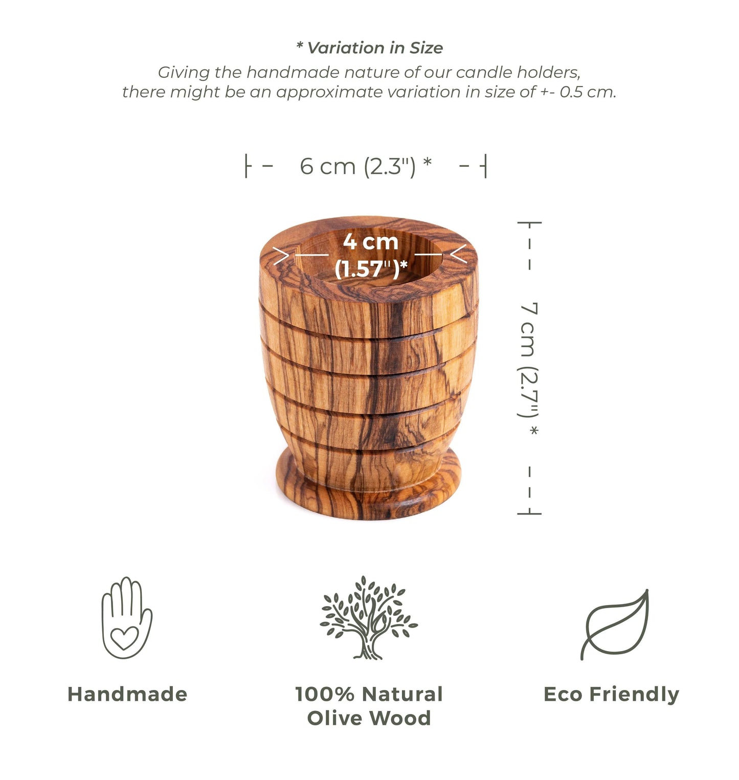 Olive Wood Tealight Holder - Round Shape - 10x10x2 cm