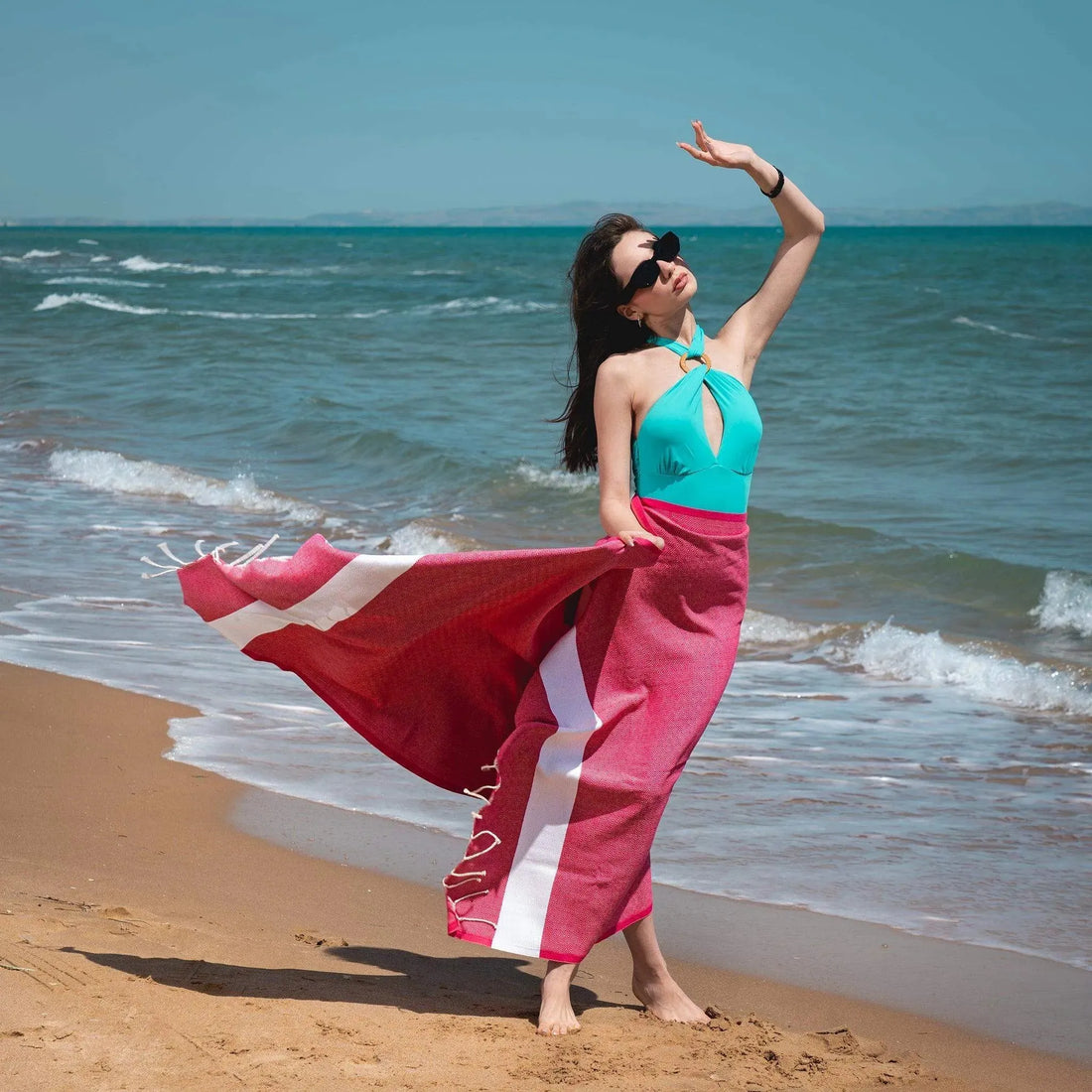 Diamond Hammam Towel XXL styled for beach and spa