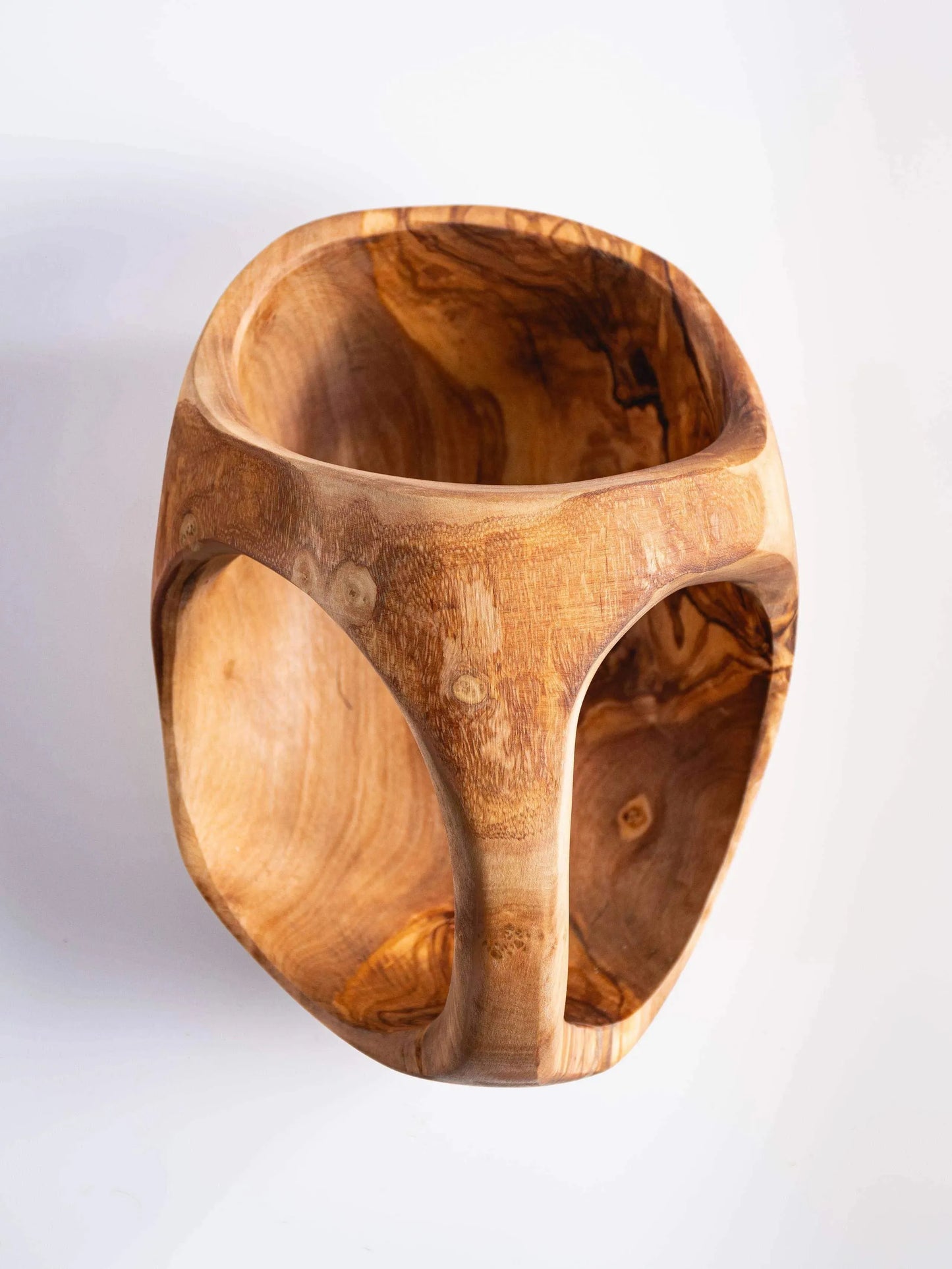 Darido Rustic Olive Wood Decoration Basket With 3 Handles | 20*13cm | Multi-functional, Eco-friendly, and Authentic