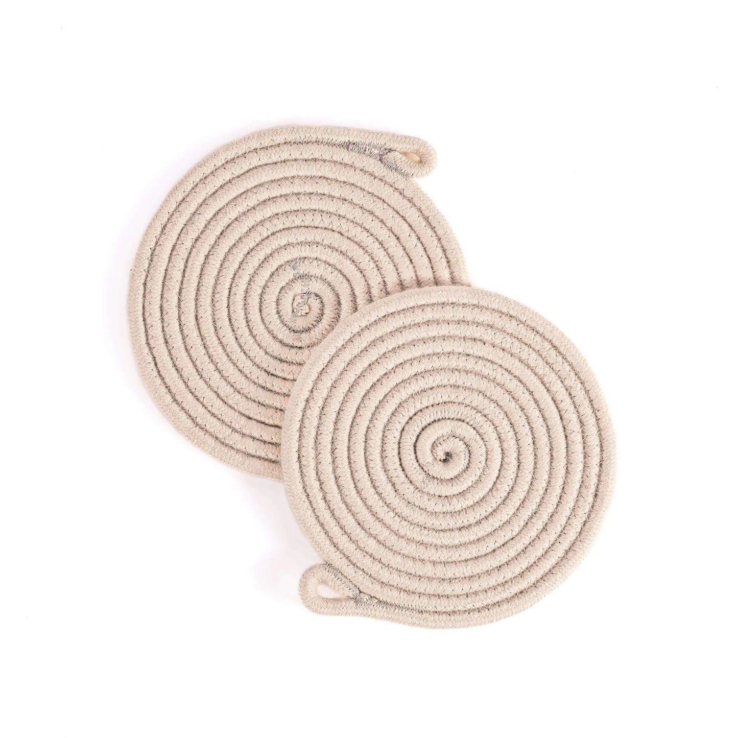 DARIDO Set of 2 Versatile Chic Beige Coasters- 15cm - Cotton & Polyester Blend