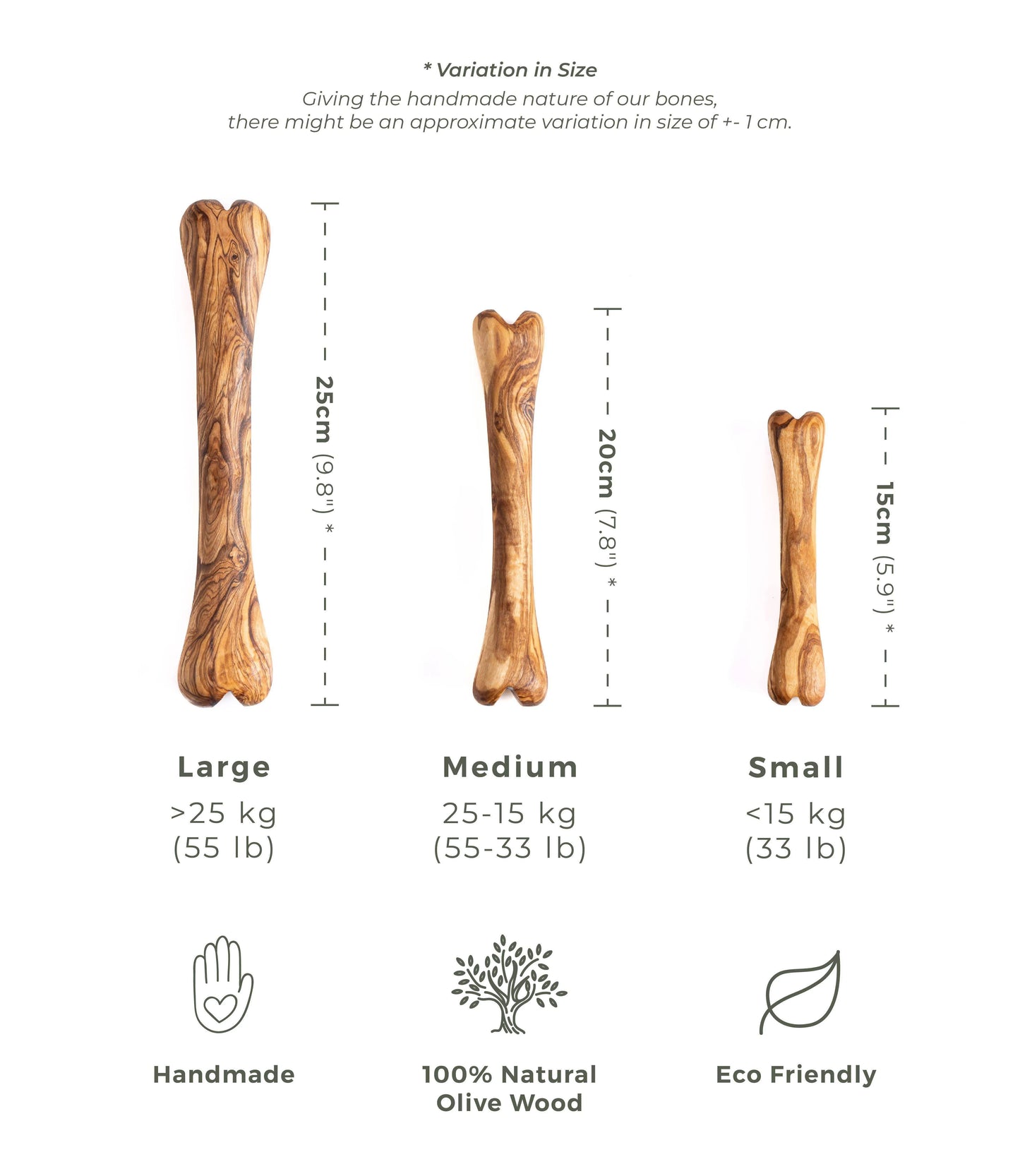 Olibone – Handmade Olive Wood Dog Chew Toy (Natural, Durable & Safe – 3 Sizes)
