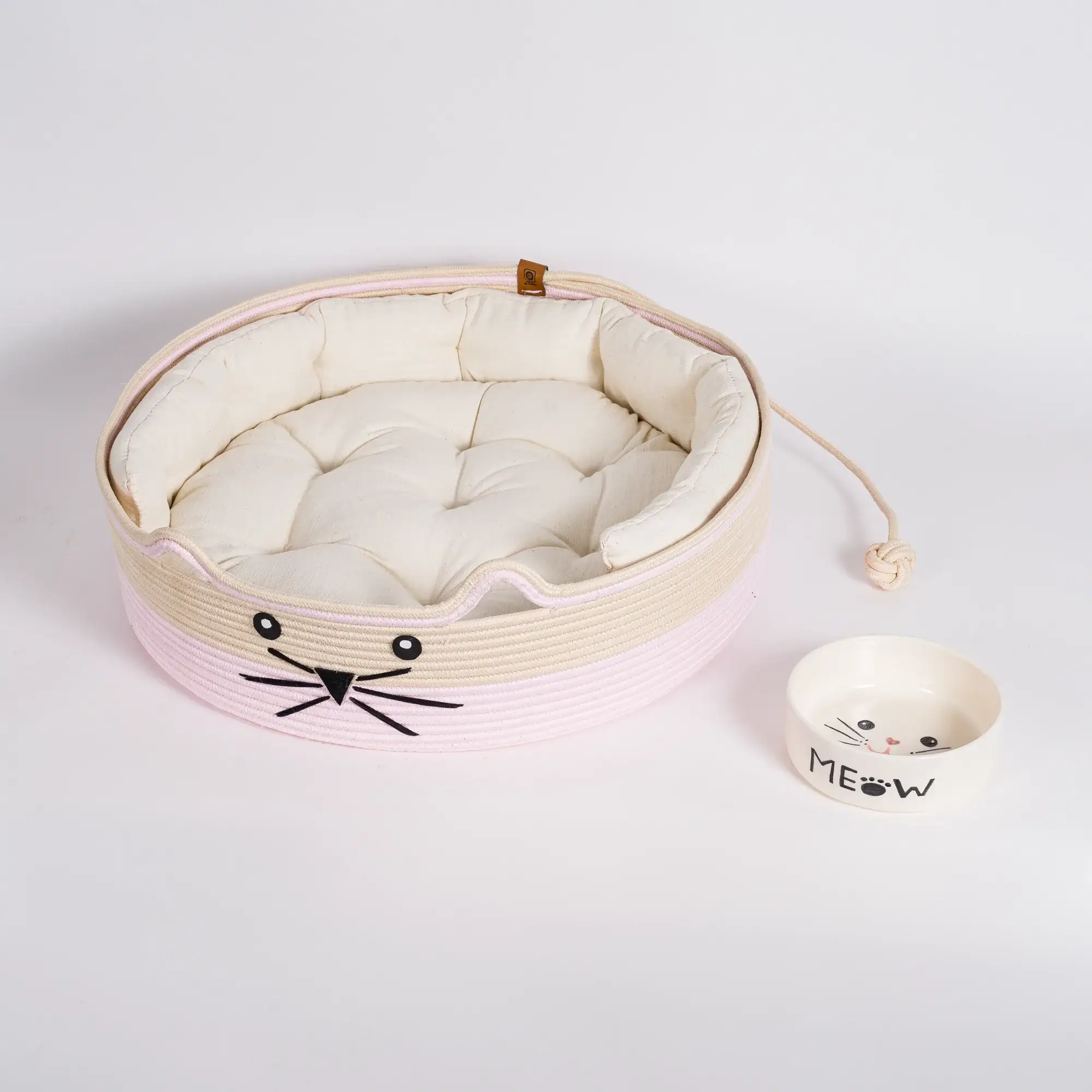 Woven Cat Bed, Mats & Bowl Set, product view 1 of 1