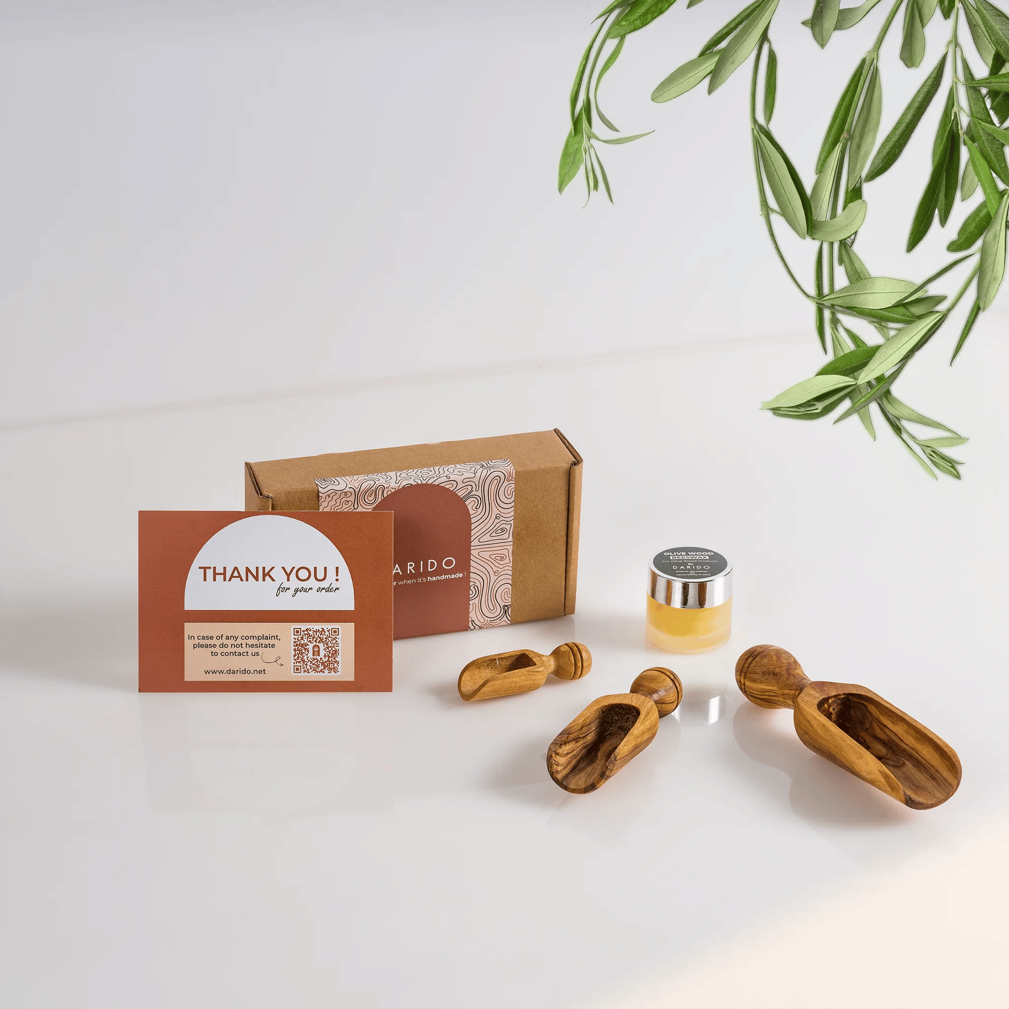 Olive Wood Kitchen Scoops – 3-Piece Set, product view 1 of 1