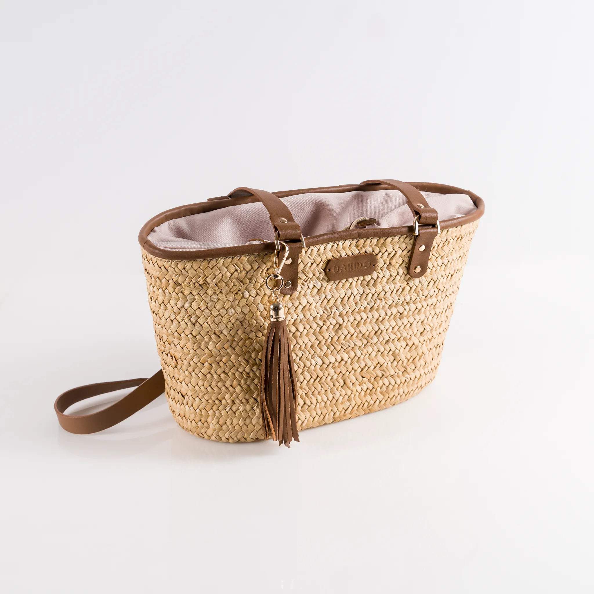 Sienna handmade plant fiber and leather bag – product view 1