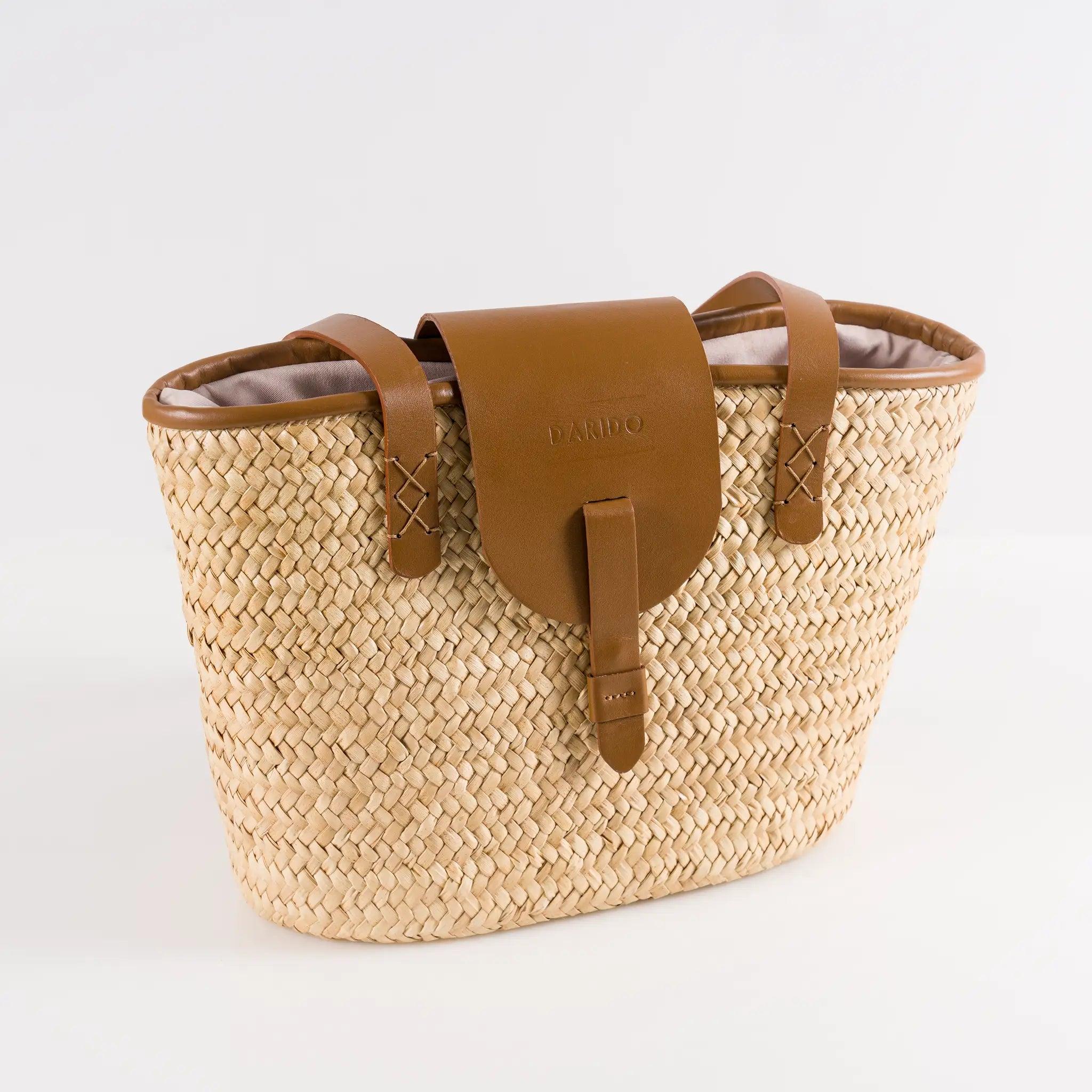 Aura handmade plant fiber and leather bag – product view 1