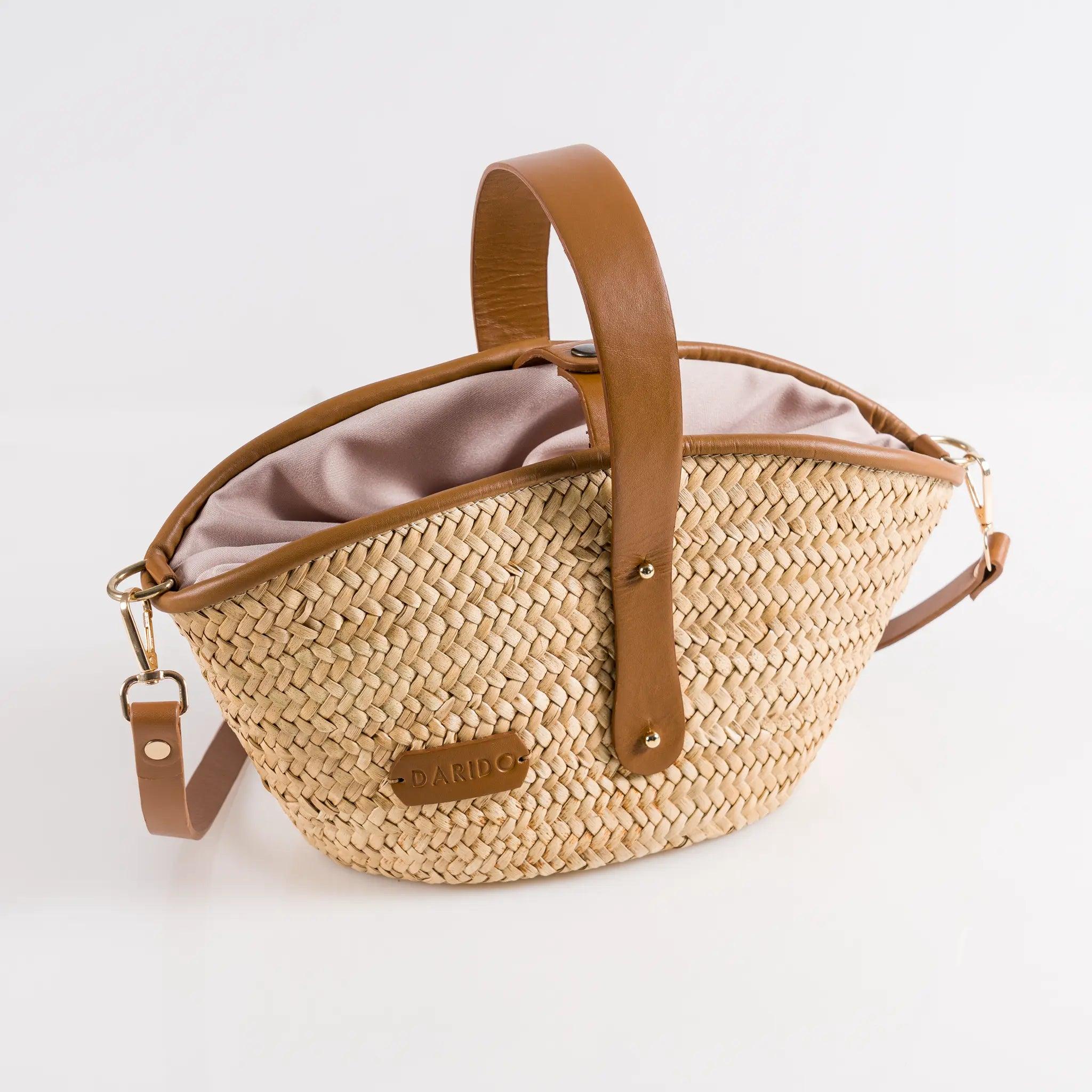 Célia handmade plant fiber and leather bag – product view 1