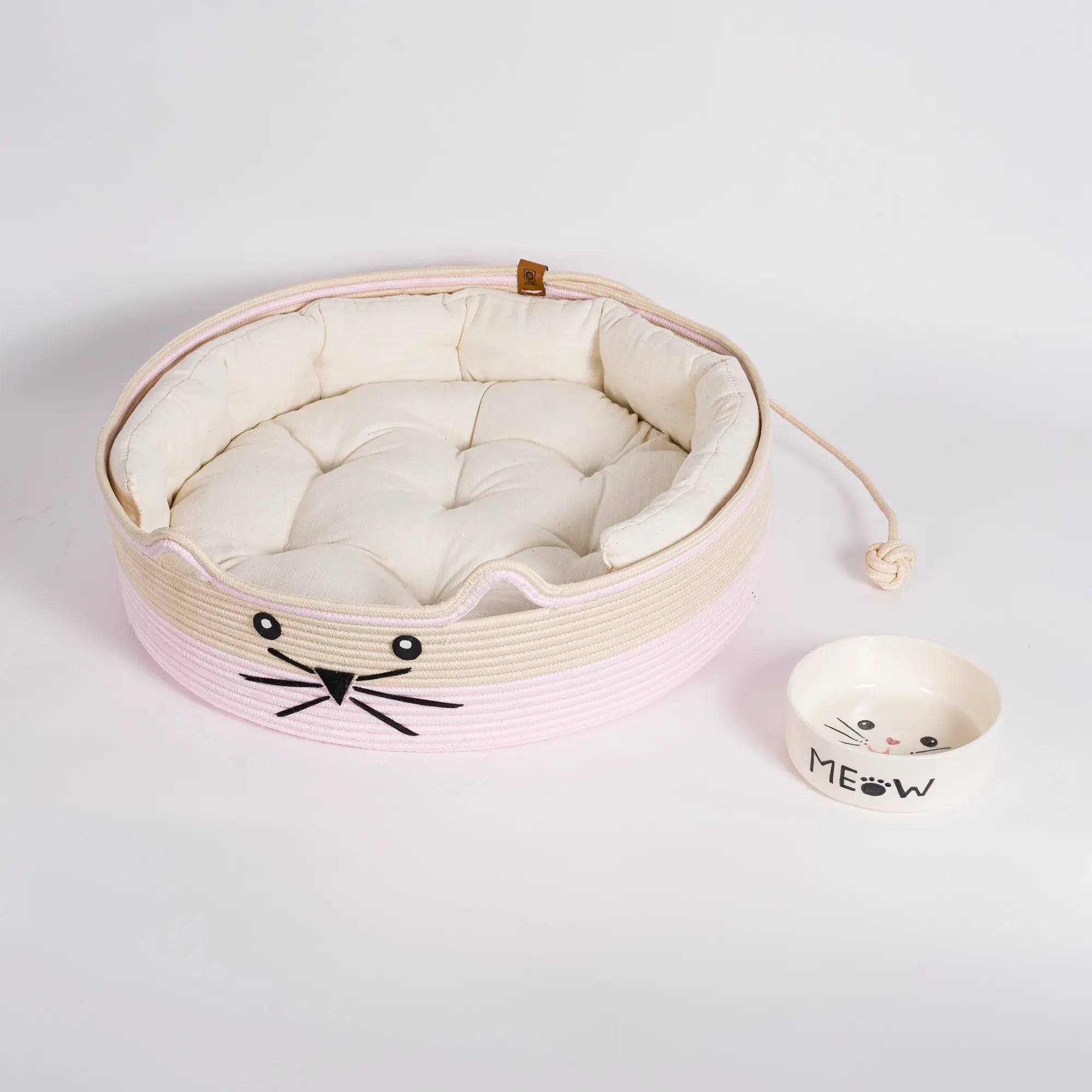 Woven Cat Bed, Mats & Bowl Set, product view 1 of 1