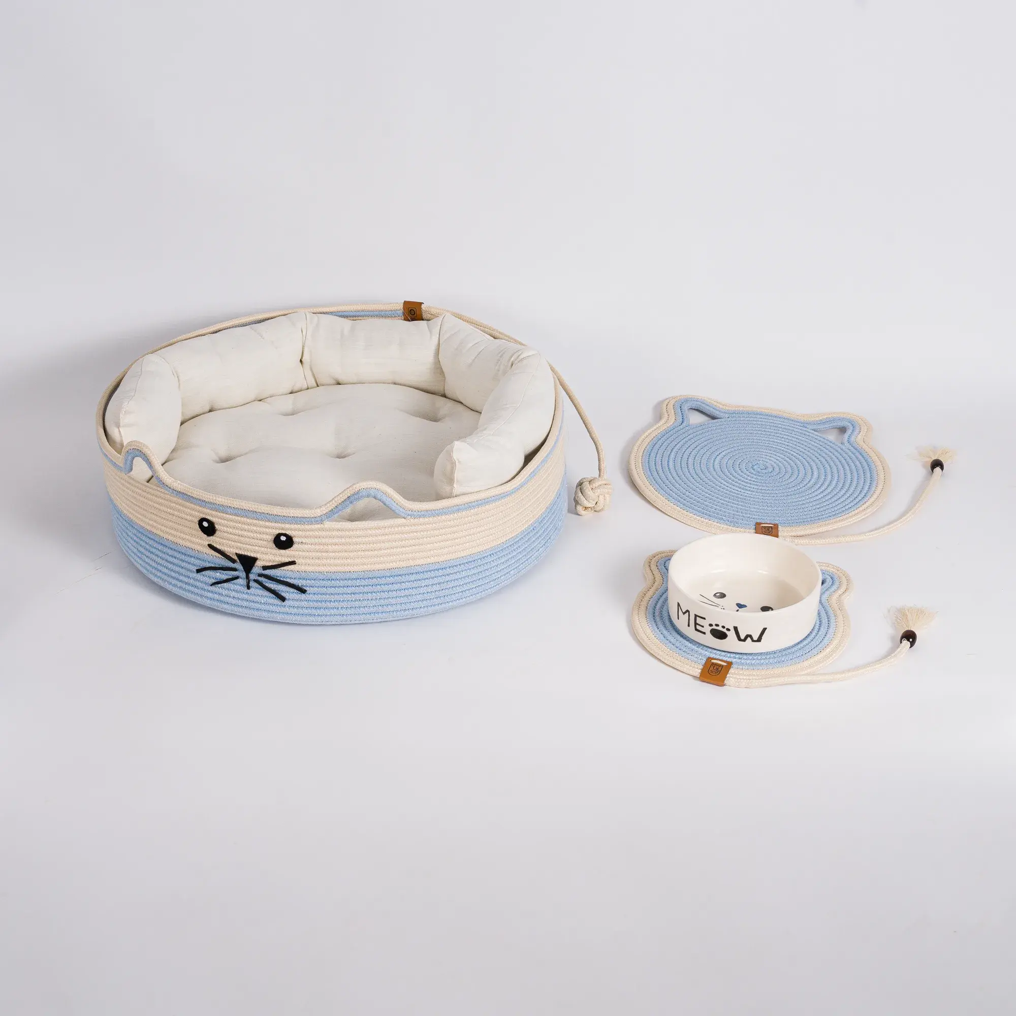 Woven Cat Bed, Mats & Bowl Set, product view 3 of 42
