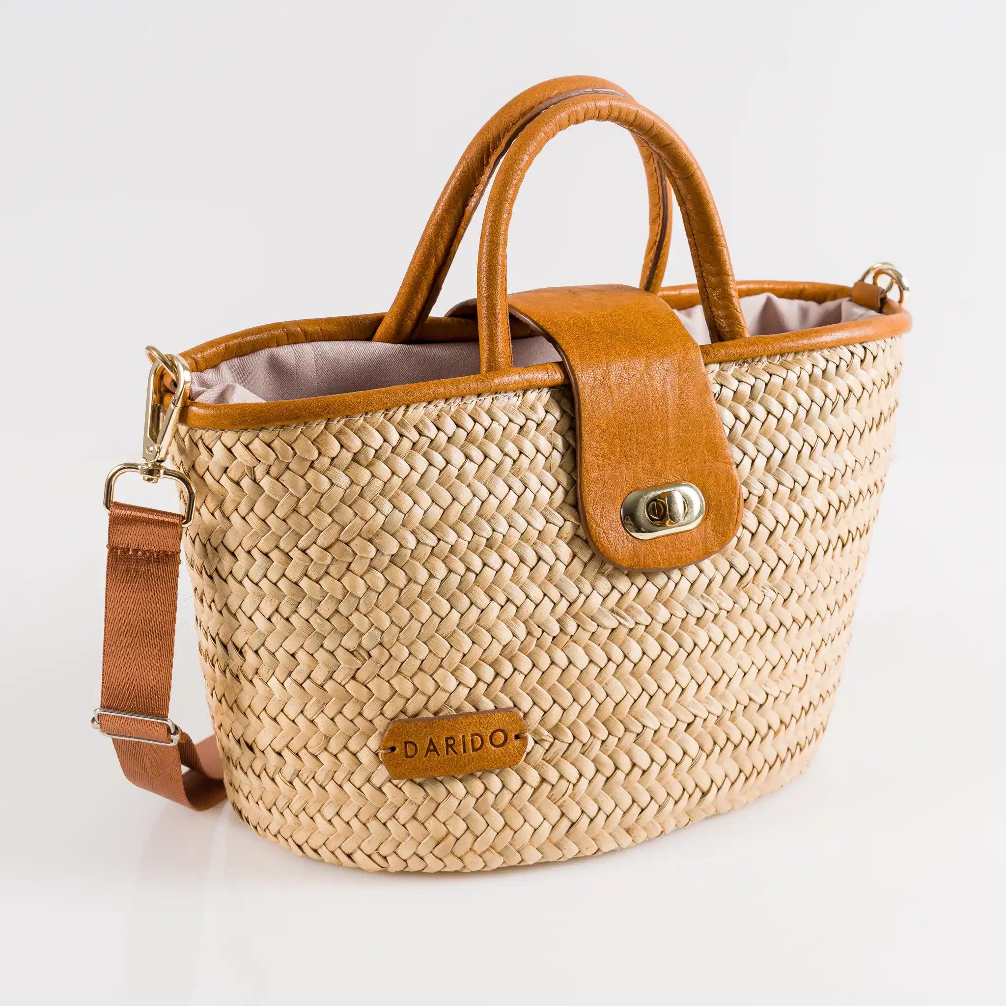 Gaia handmade plant fiber and leather bag – product view 1