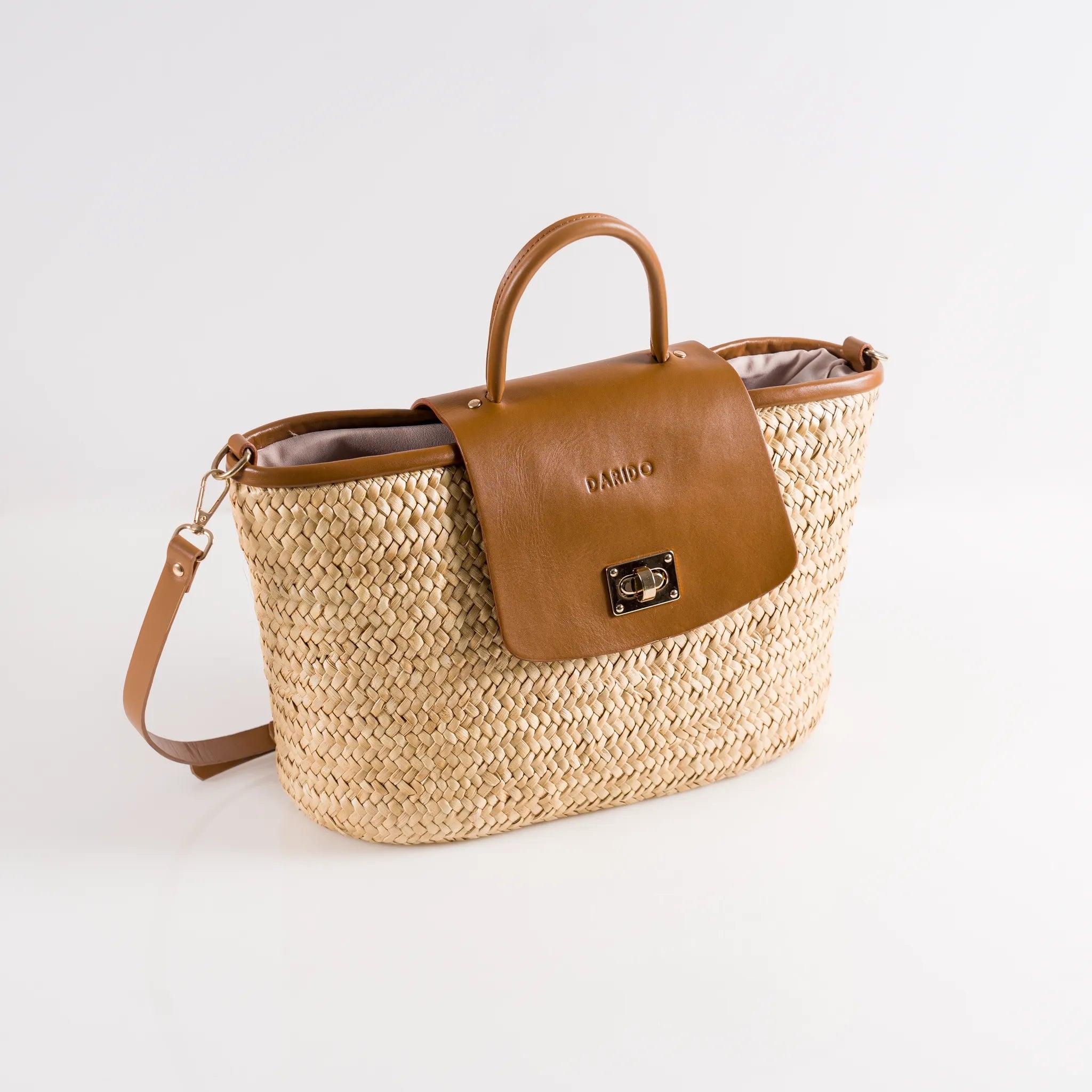 Naïa handmade plant fiber and leather bag – product view 1