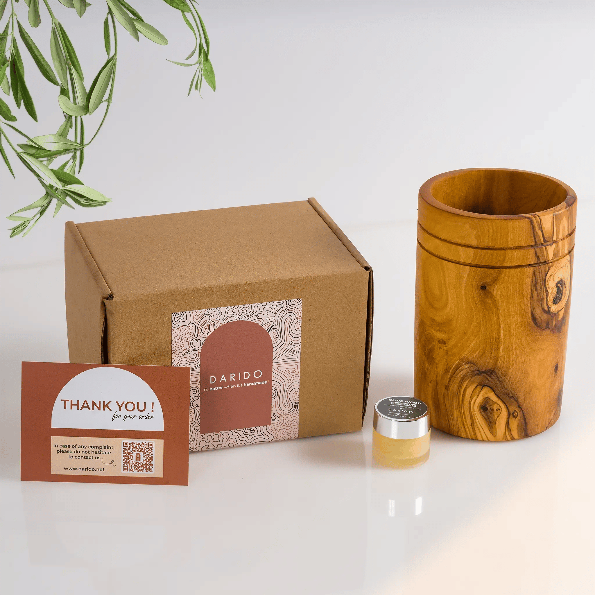 Handmade Olive Wood Utensils Holder, product view 1 of 1