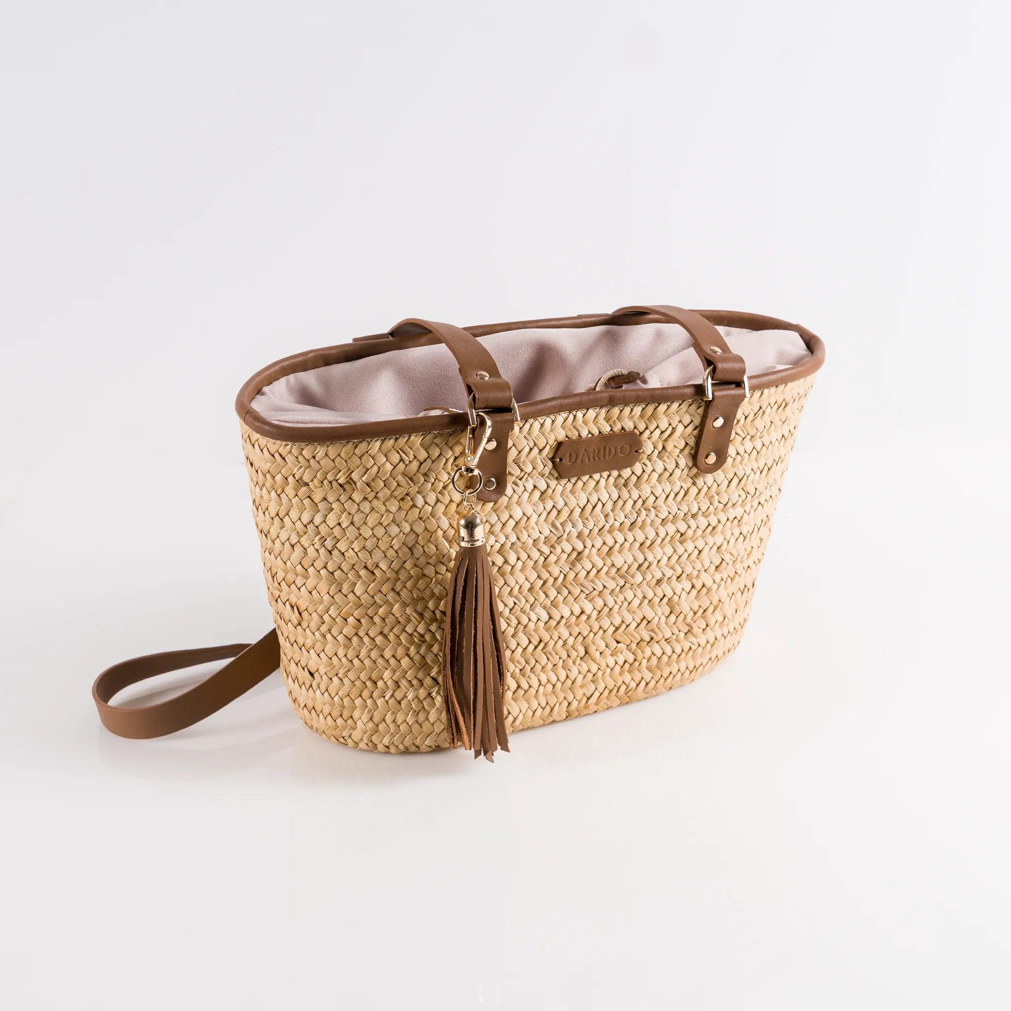 Sienna handmade plant fiber and leather bag – product view 1