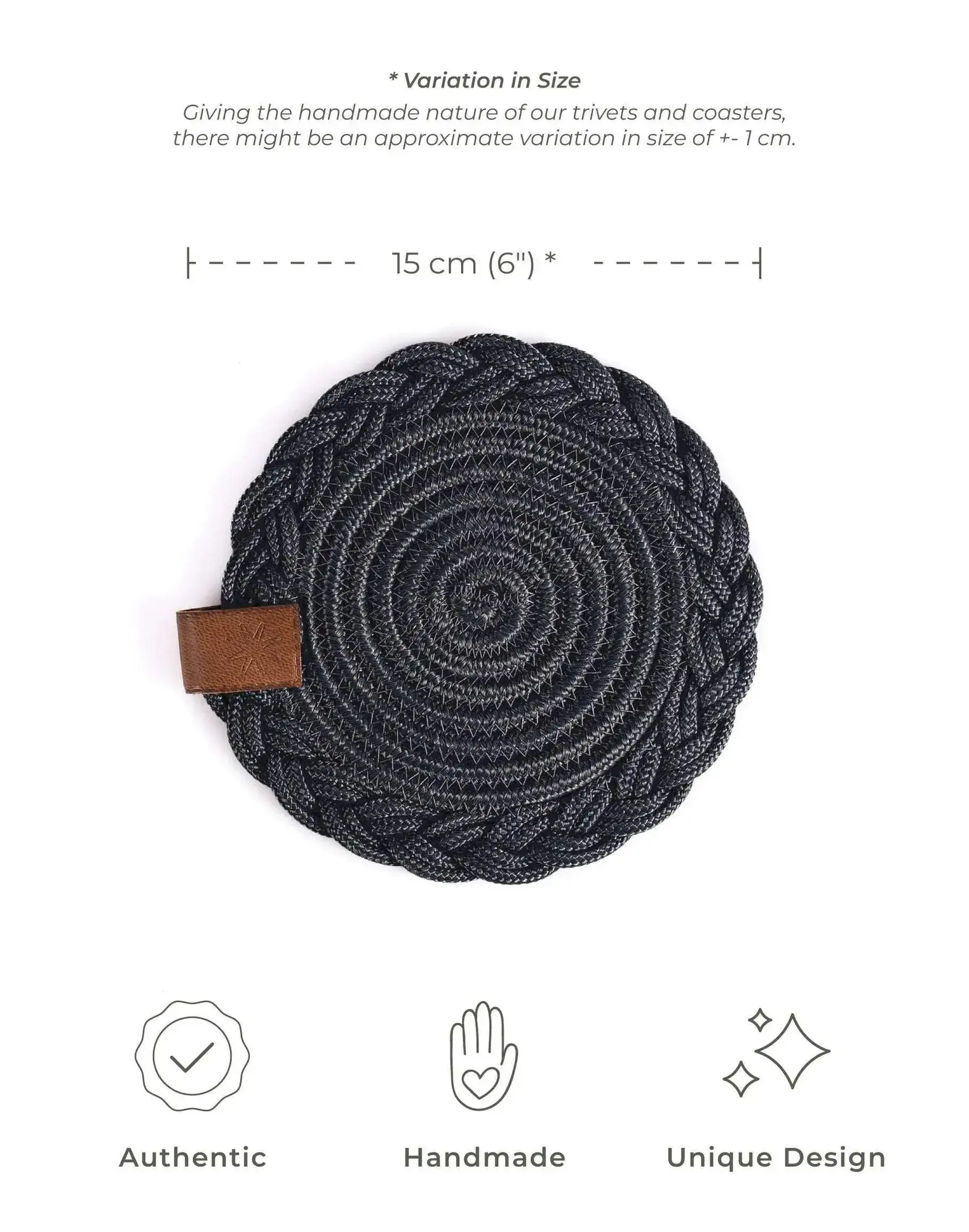 Black Round Coasters – Set of 2, product view 3 of 7