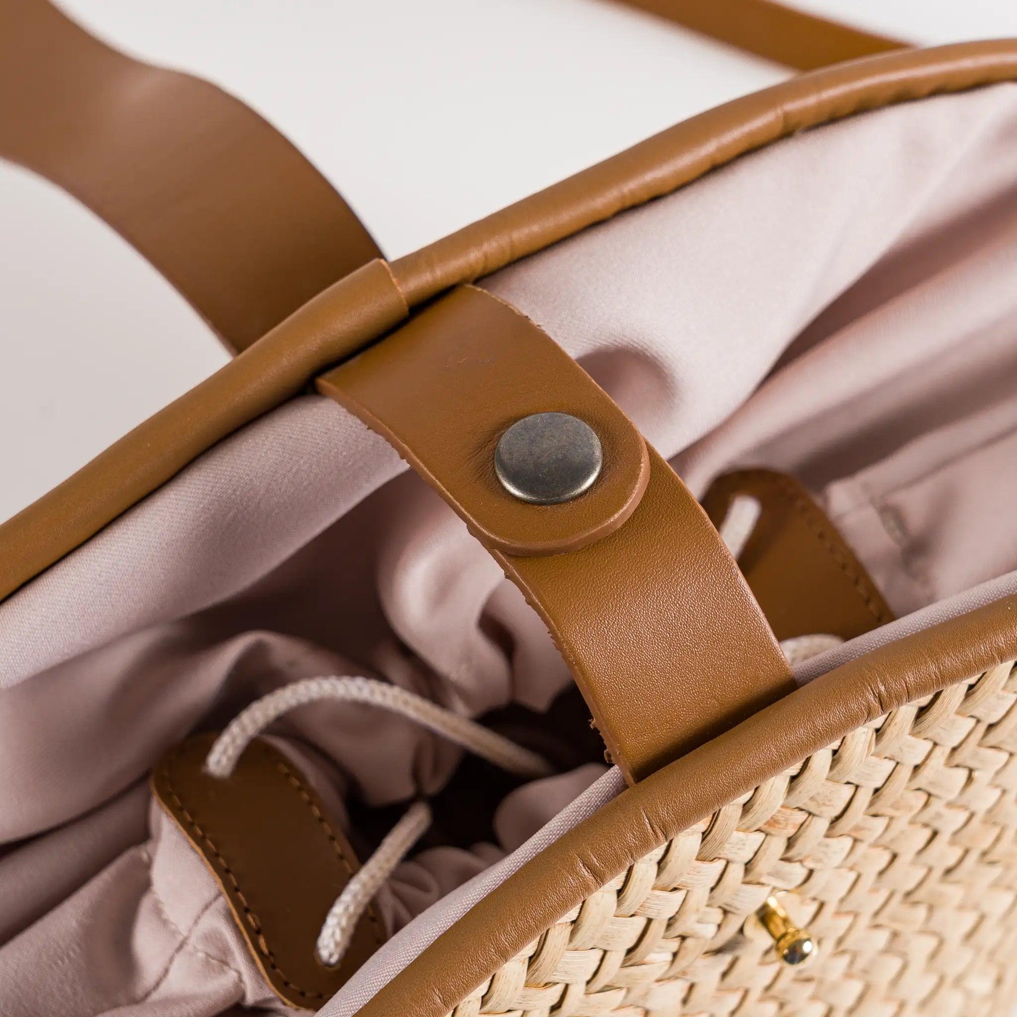 Célia Handmade Natural Fiber & Leather Bag, product view 4 of 10