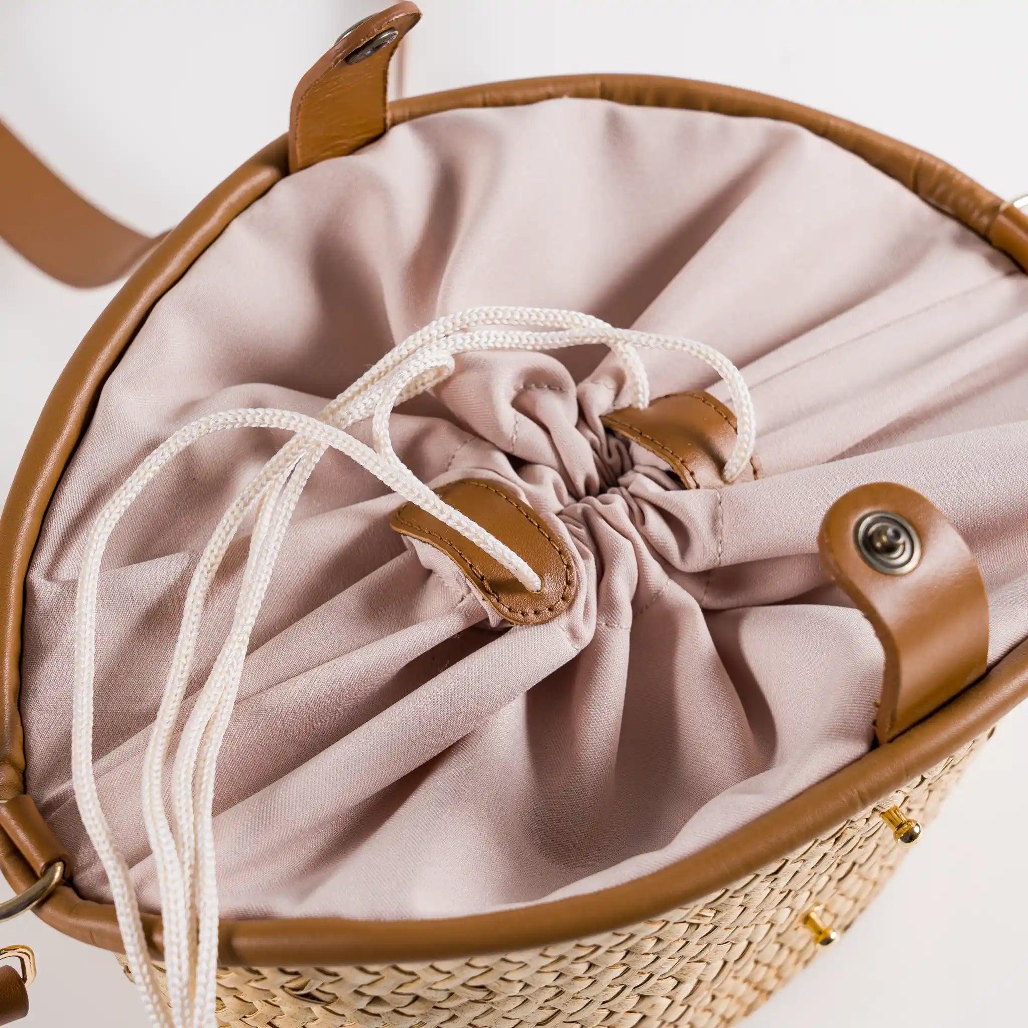 Célia Handmade Natural Fiber & Leather Bag, product view 5 of 10