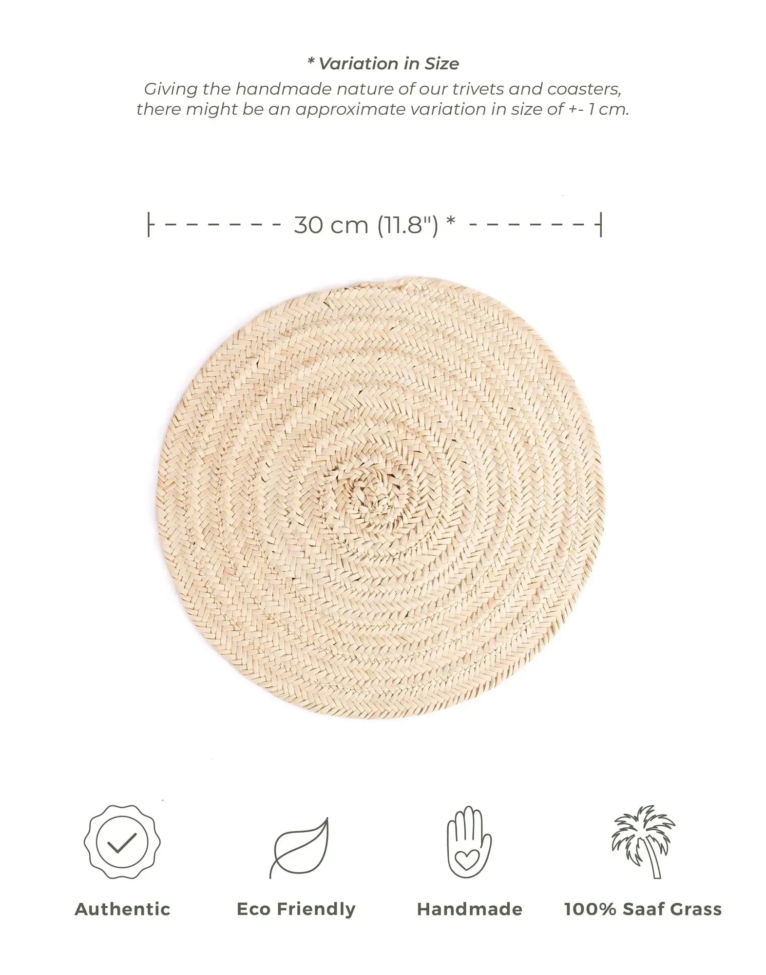 Handmade Saaf Palm-Fiber Placemat 11.8 in, product view 3 of 7