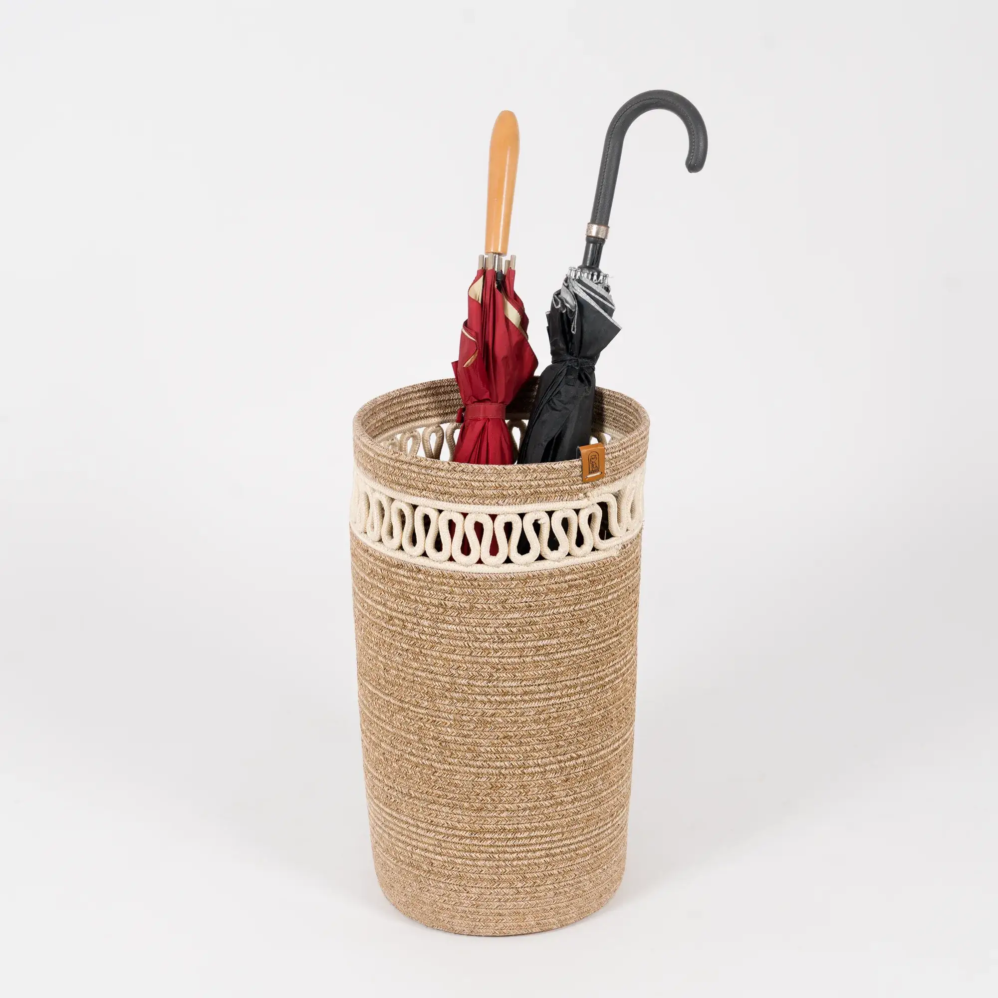 Handcrafted Braided Cotton Rope Umbrella Holder – primary product view