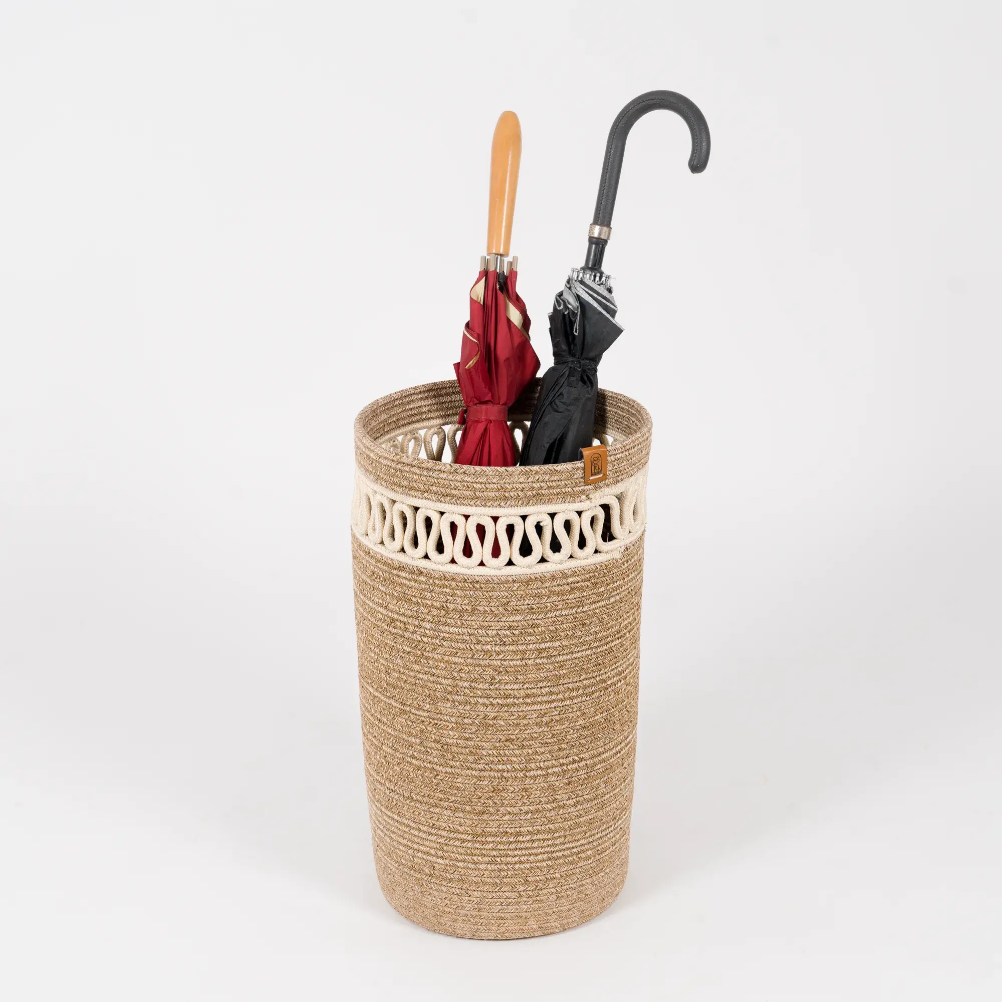 Handcrafted Braided Cotton Rope Umbrella Holder – primary product view