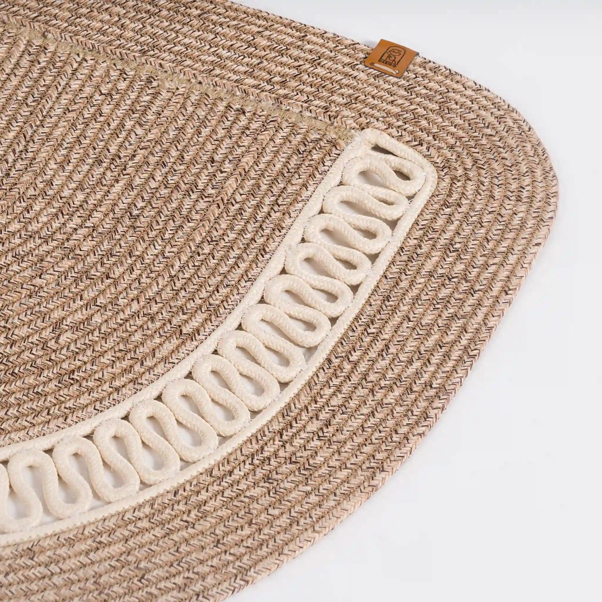 Half-Circle Cotton Rug with Zigzag Pattern, product view 3 of 4