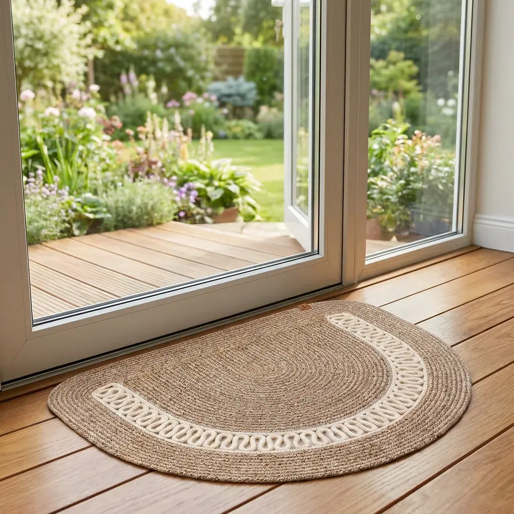 Half-Circle Cotton Rug with Zigzag Pattern, product view 4 of 4