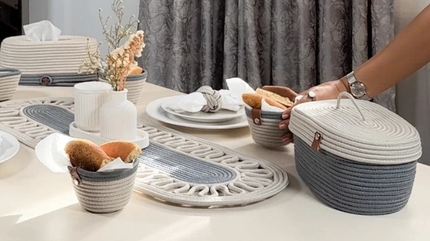 Handmade Cotton Table Set for 4 or 6, product view 3 of 15
