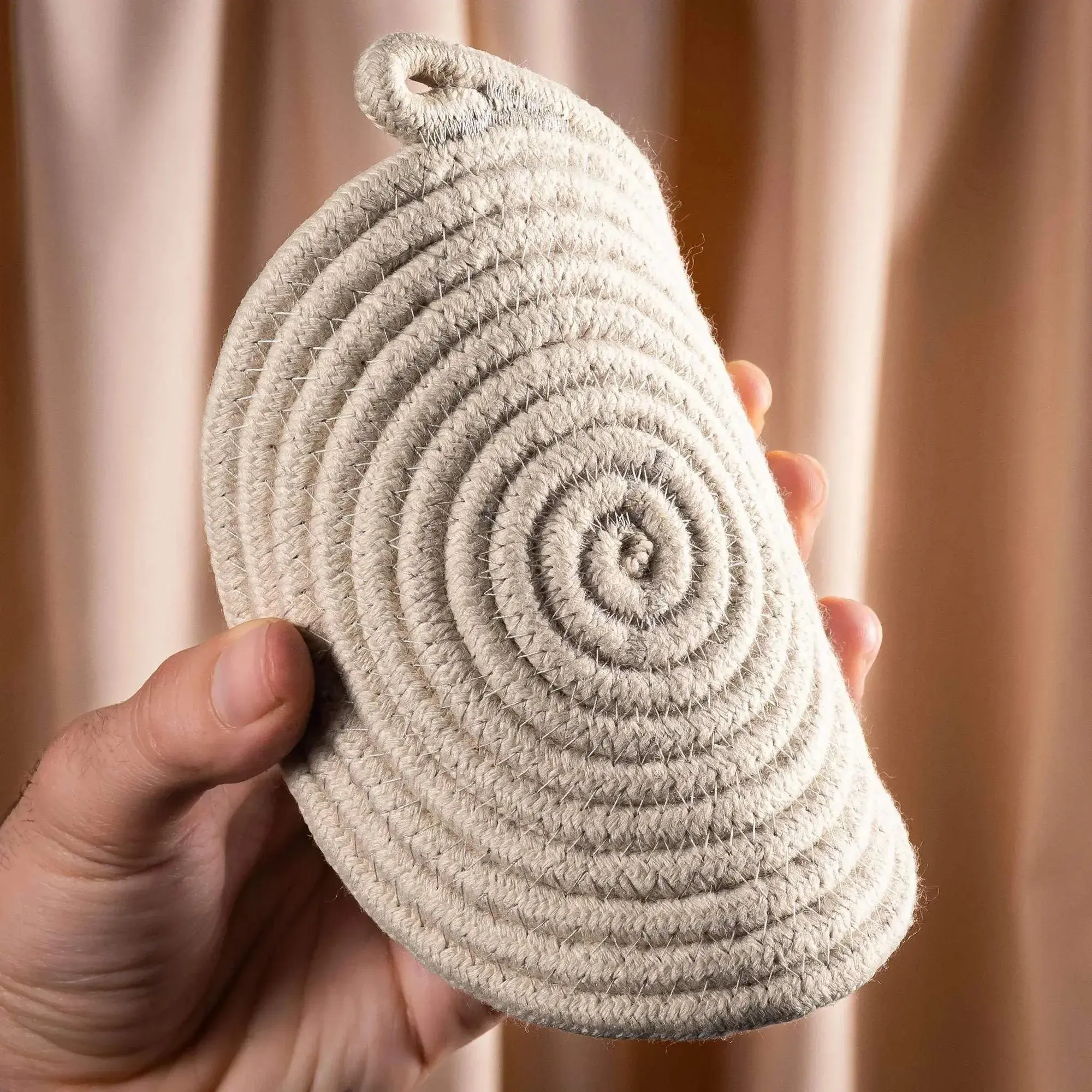 Round Beige Cotton-Poly Coaster 5.9 in, product view 4 of 7