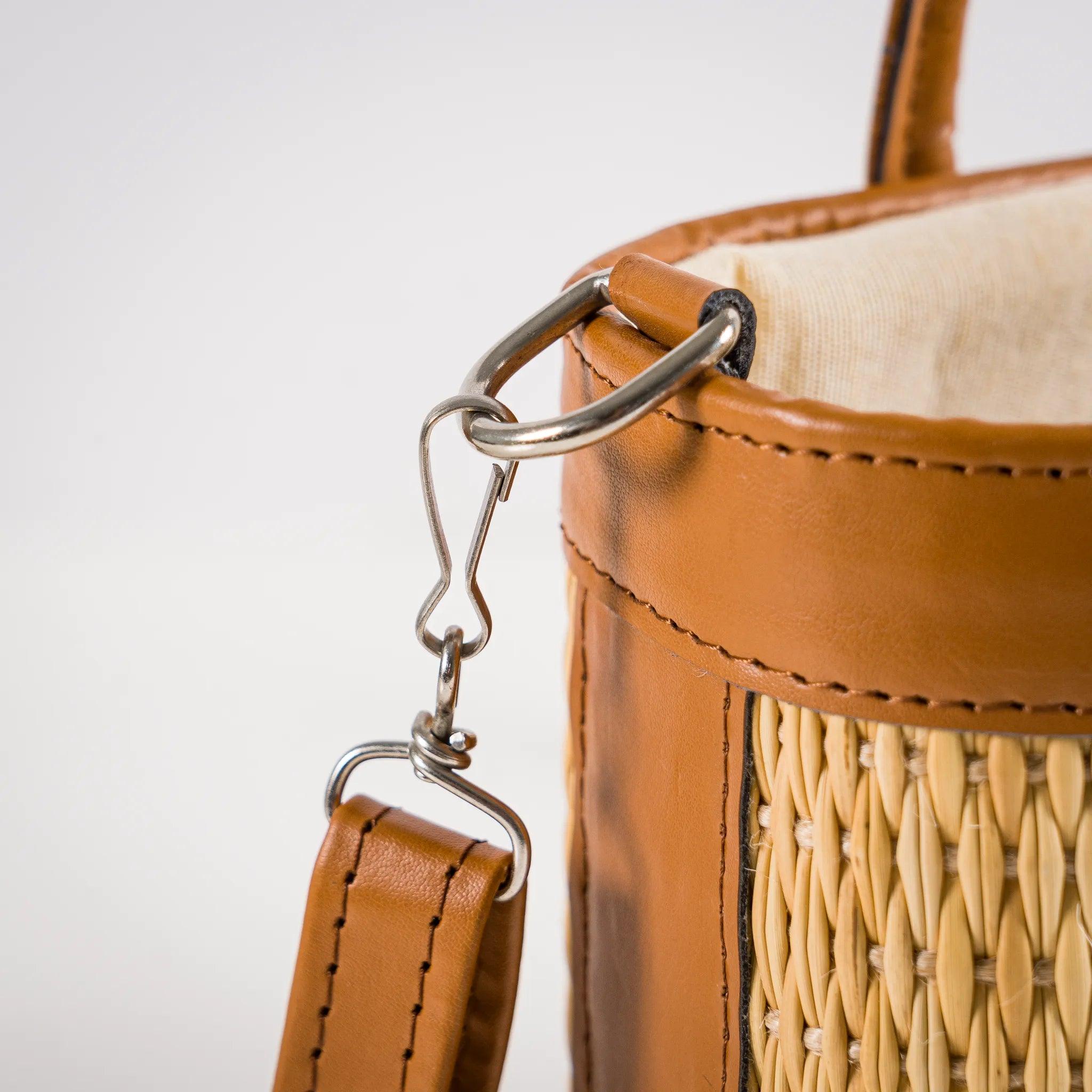 Mirella Handmade Natural Fiber & Vegan Leather Bag, product view 3 of 6