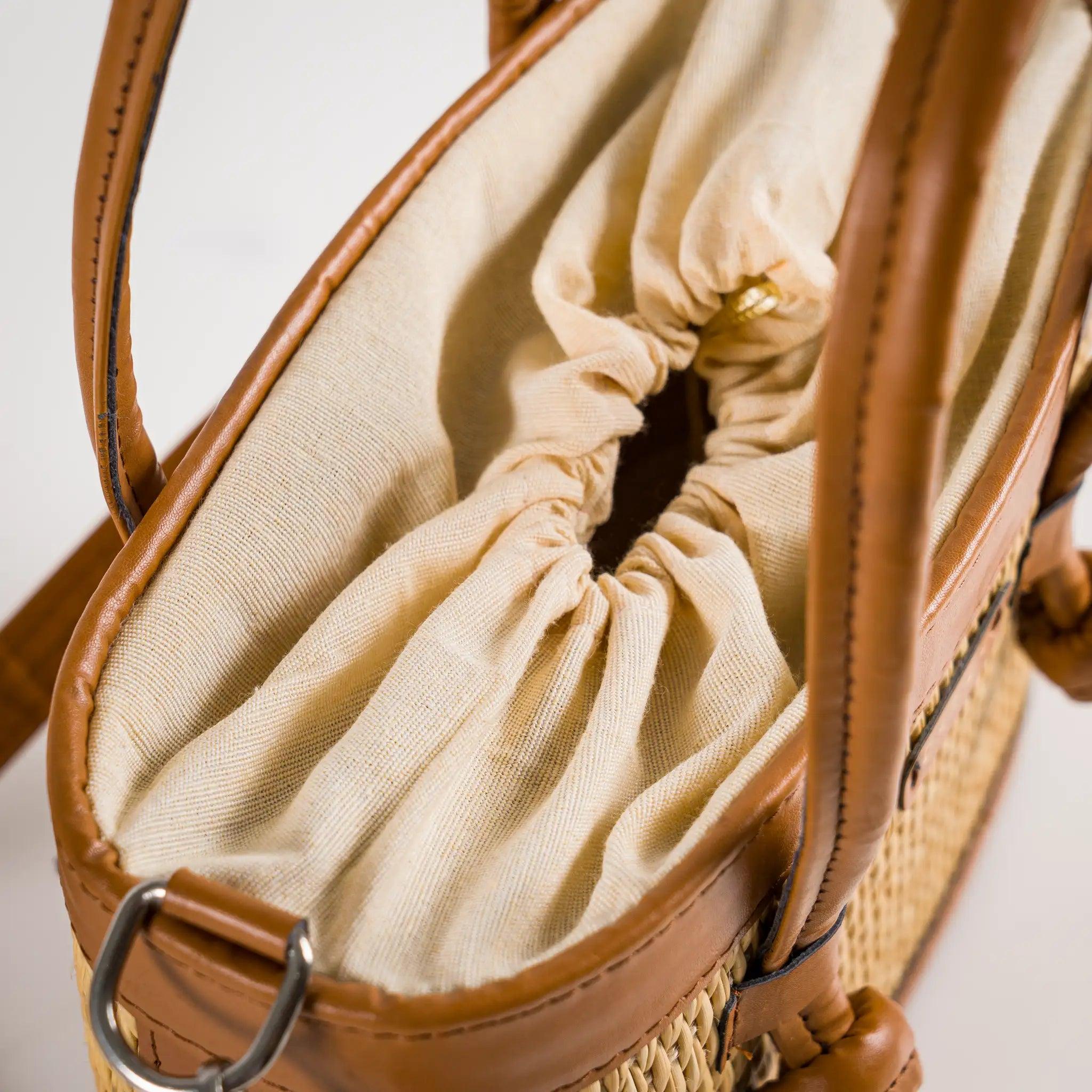 Mirella Handmade Natural Fiber & Vegan Leather Bag, product view 5 of 6