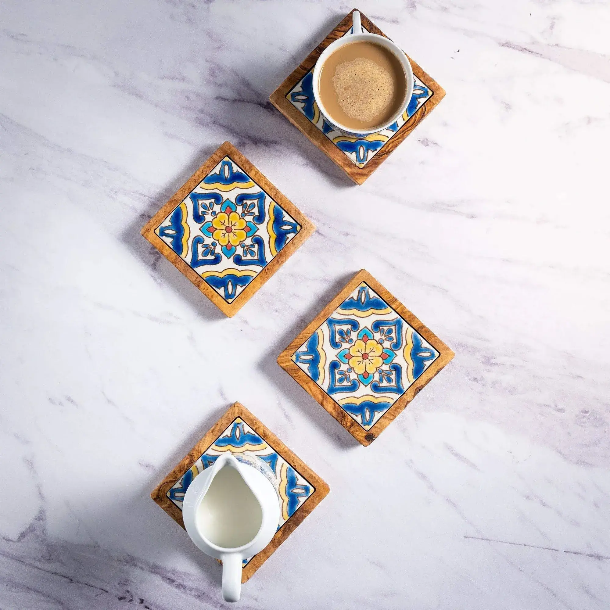 Olive Wood & Ceramic Coasters Set, product view 5 of 33