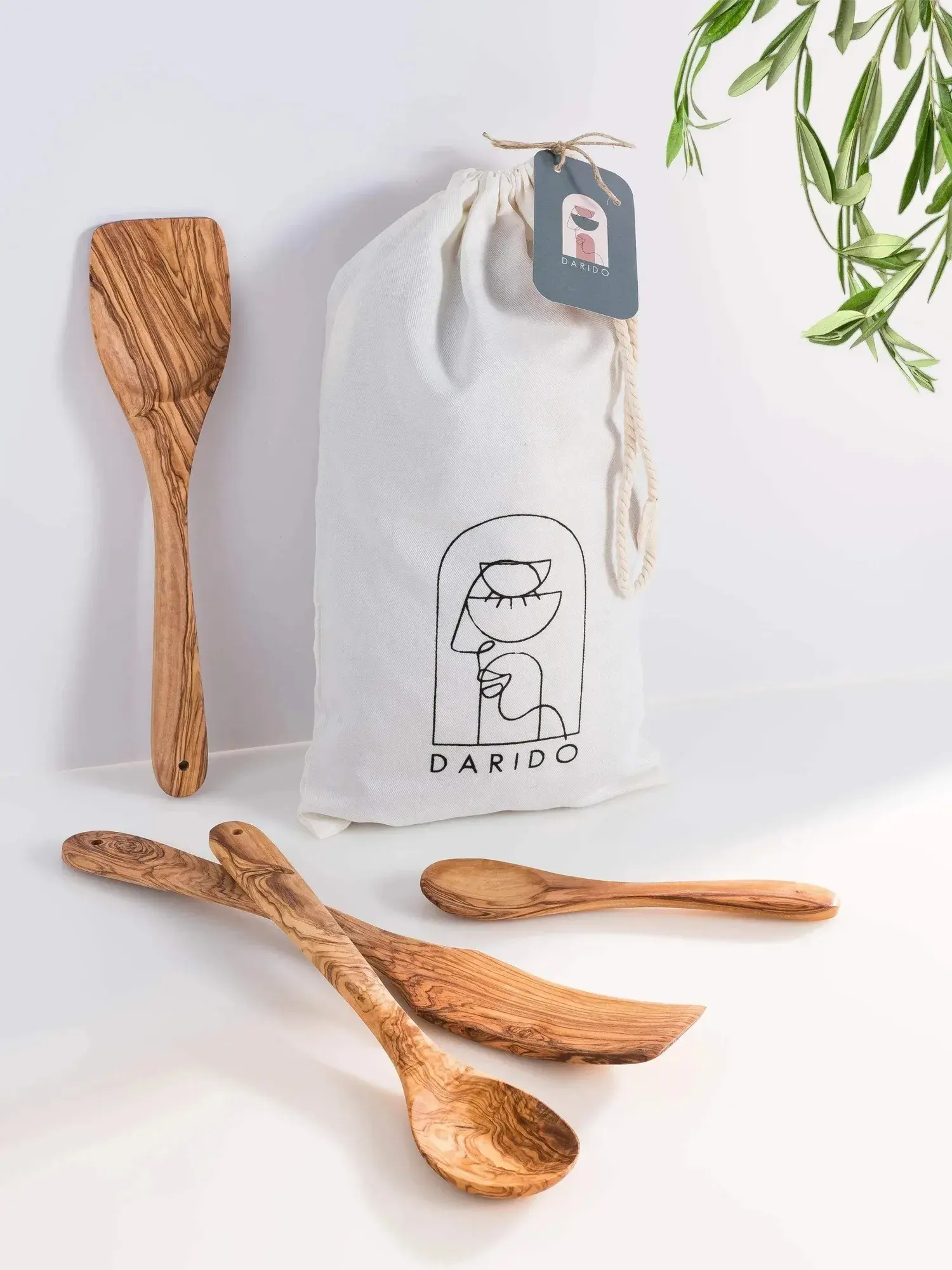 Olive Wood Kitchen Utensils – 4-Piece Set, product view 1 of 1