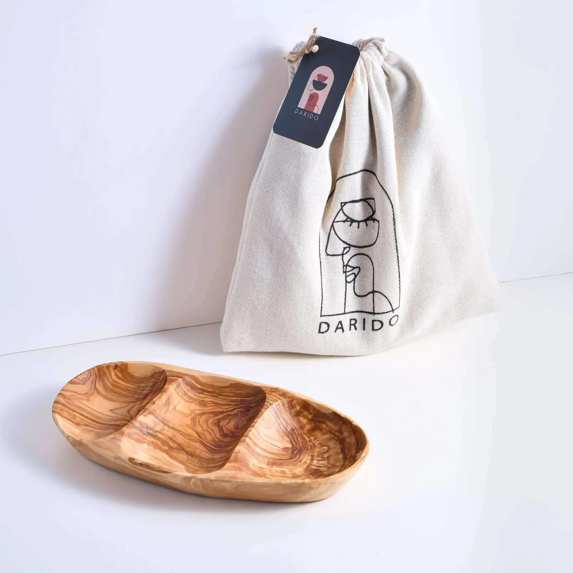 Olive Wood Snack Plate – 3 Compartments, product view 4 of 10