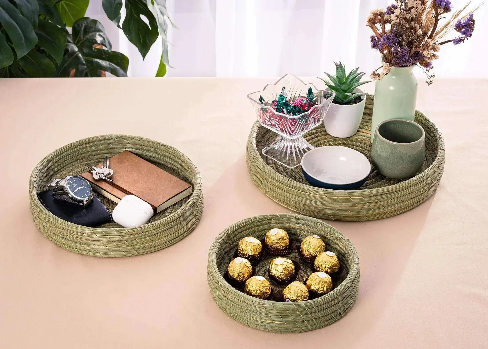 Set of 3 Handmade Halfa Trays, product view 3 of 6