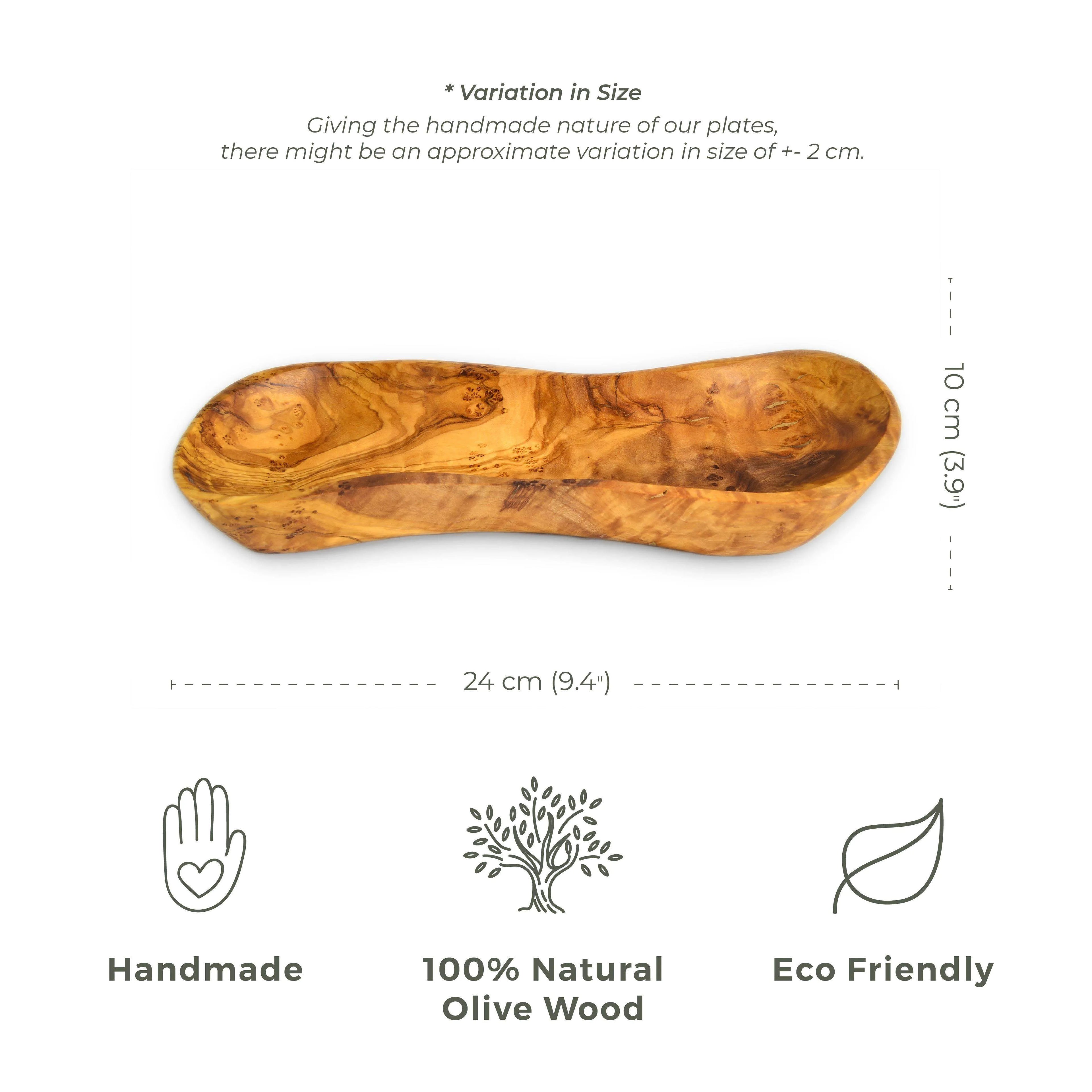 Handmade Olive Wood Tray – Z-Shaped Appetizer & Snack Plate