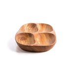 Handmade darido olive wood snack plate with four carved compartments, smooth finish. - Handmade Olive Wood Snack Plate – 4 Compartments | Elegant, Eco-Friendly & Unique