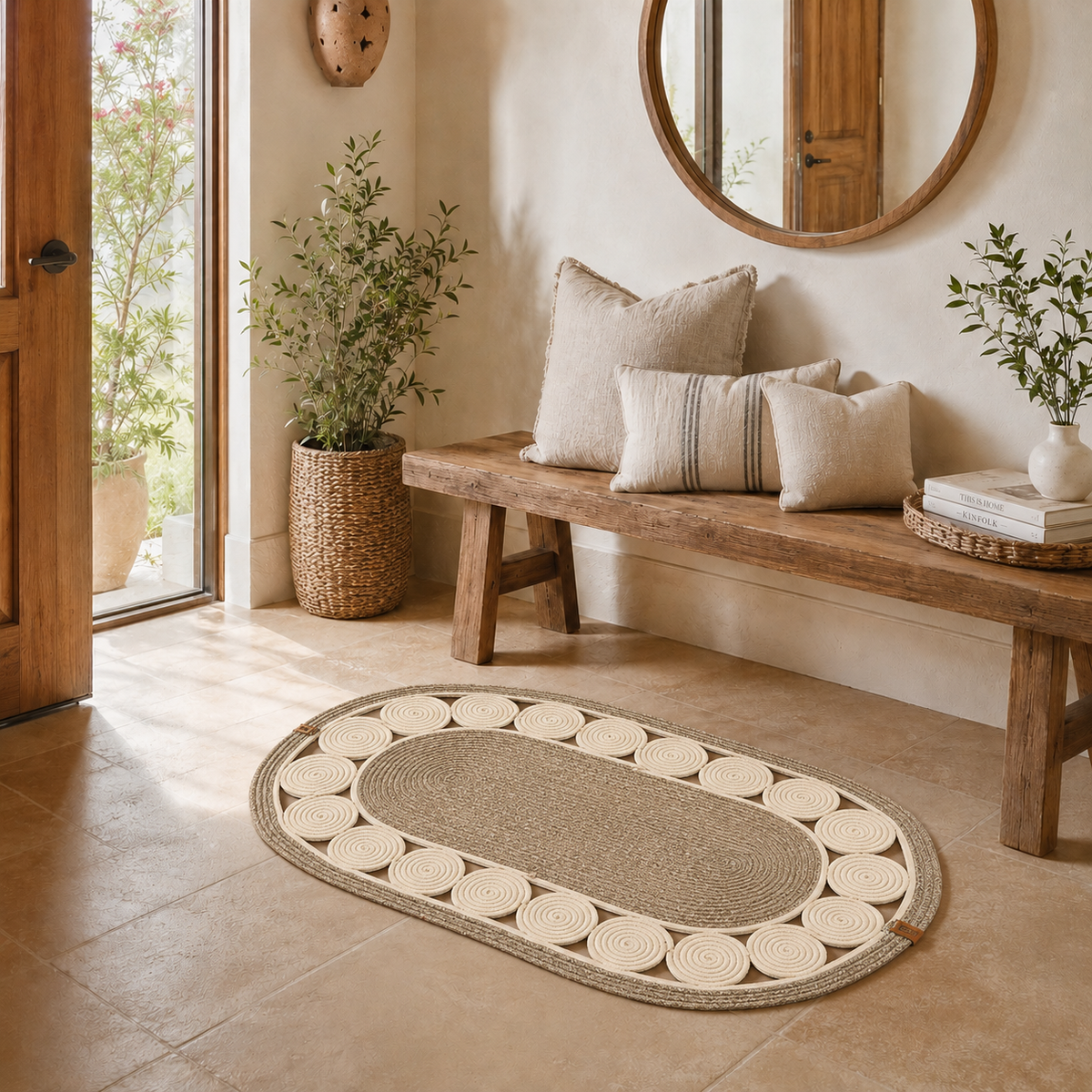 Handcrafted Oval Braided Cotton Rug