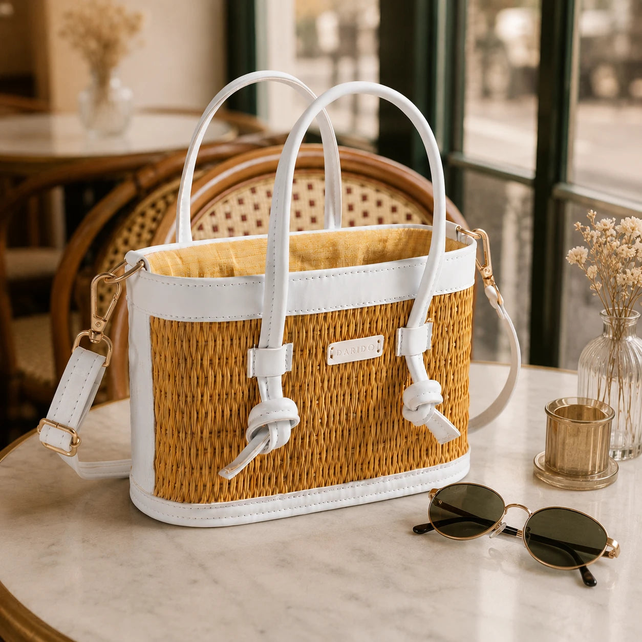 Mirella Handcrafted White Braided Bag
