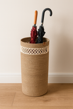 Handcrafted Braided Cotton Rope Umbrella Holder – product and lifestyle view 4