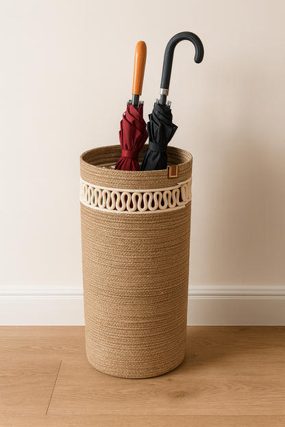 Handcrafted Braided Cotton Rope Umbrella Holder – view 4