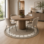 Handcrafted Round Braided Cotton Rug with Circle Pattern – product and lifestyle view 2