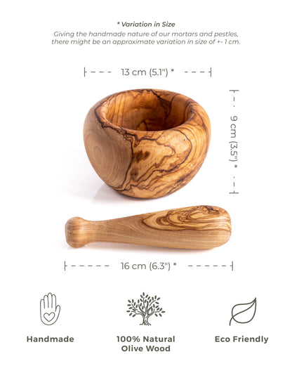 Olive Wood- Classic Round Mortar & Pestle