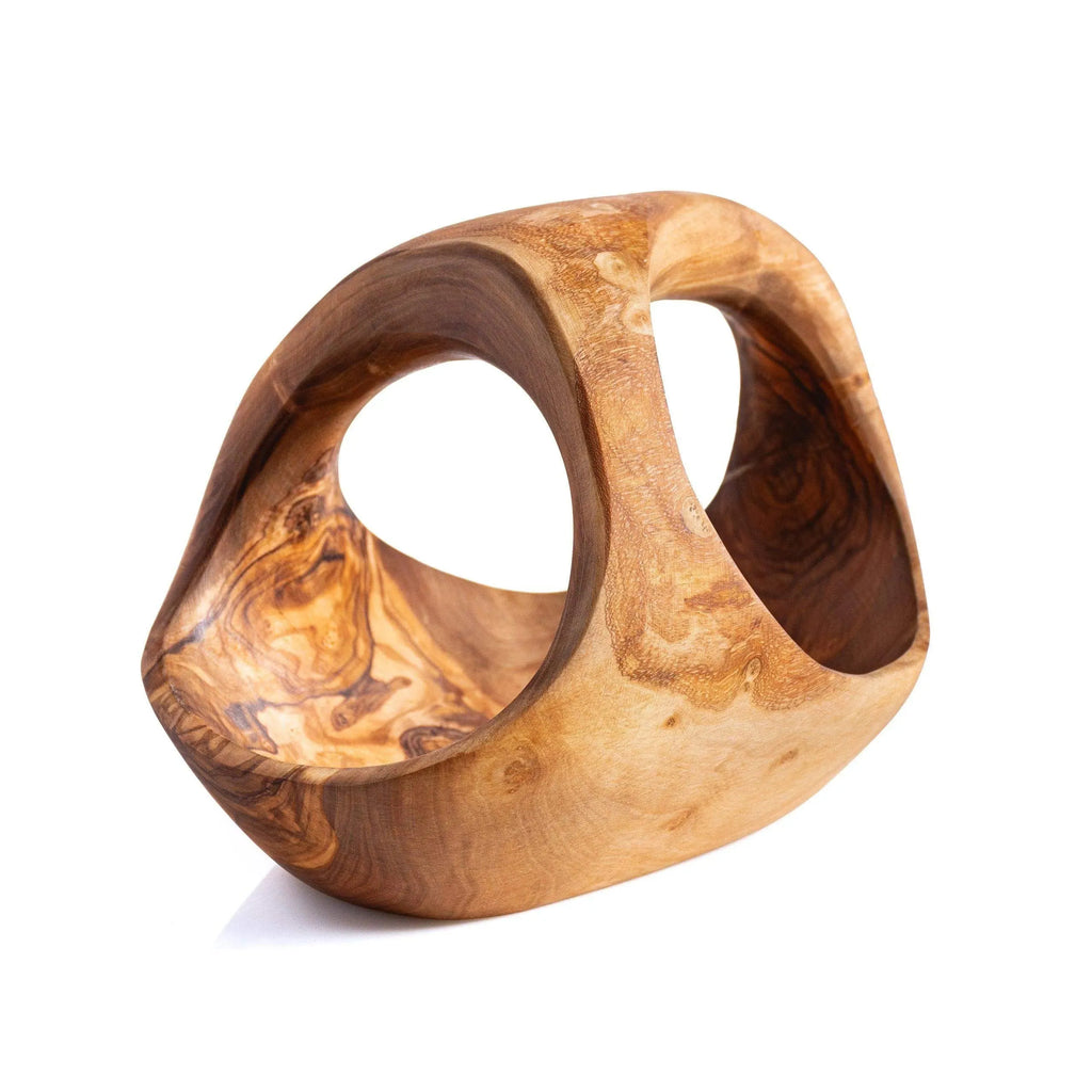 Handmade Olive Wood Basket with Double Handle – Rustic & Eco-Friendly Storage