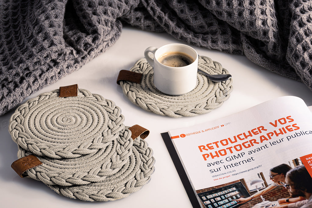 Braided Cotton Table Set – Handmade Placemats, Coasters & Oval Mats for Elegant Dining