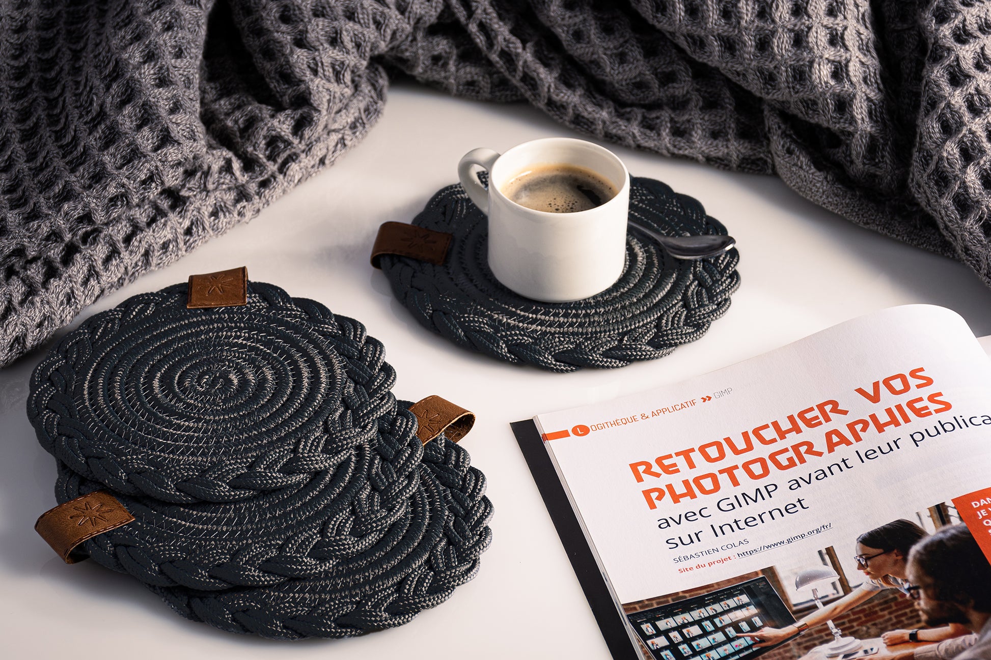 Braided Cotton Table Set – Handmade Placemats, Coasters & Oval Mats for Elegant Dining