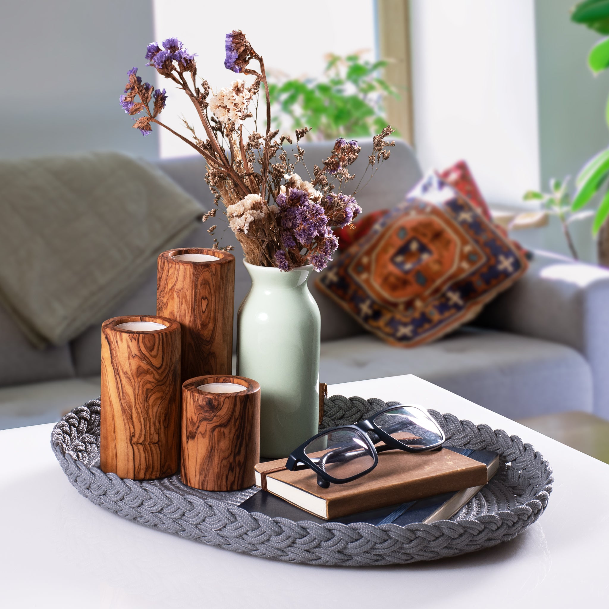 Braided Cotton Table Set – Handmade Placemats, Coasters & Oval Mats for Elegant Dining