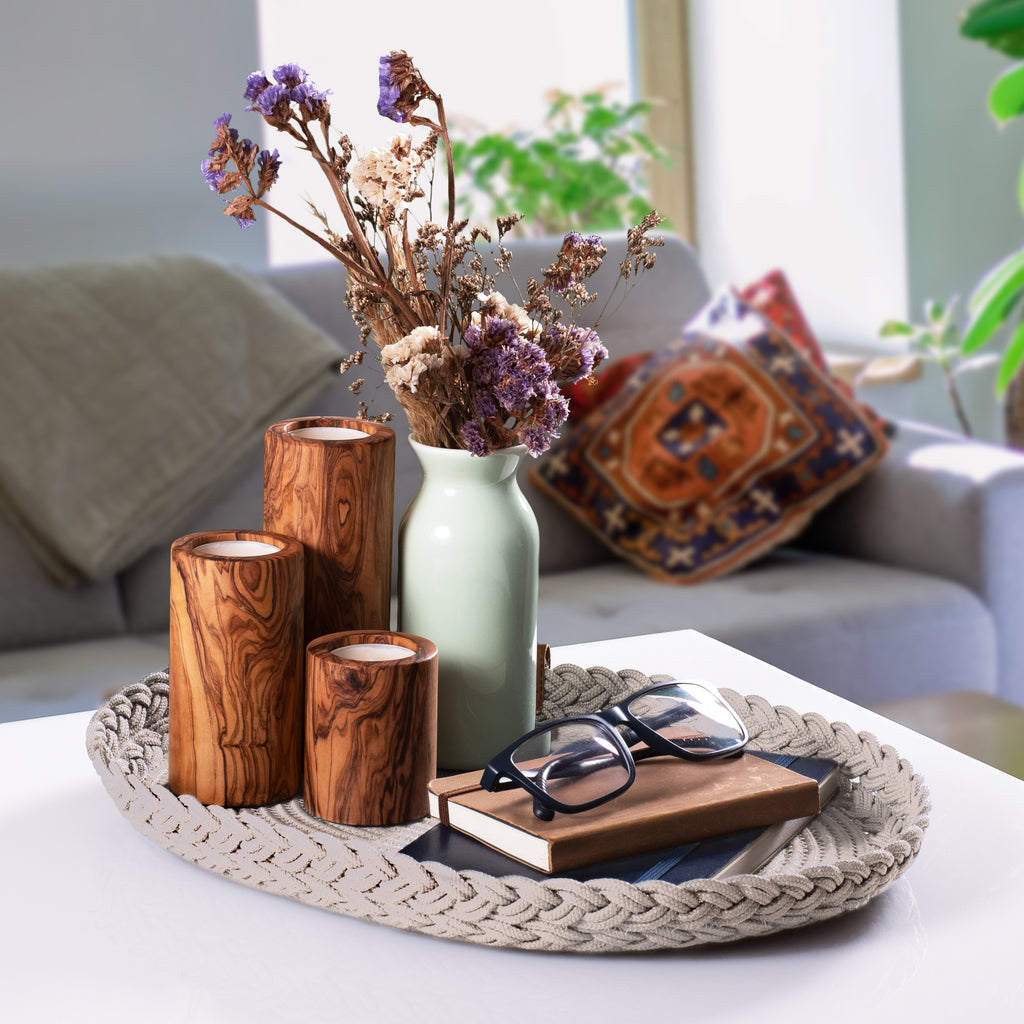 Braided Cotton Table Set – Handmade Placemats, Coasters & Oval Mats for Elegant Dining