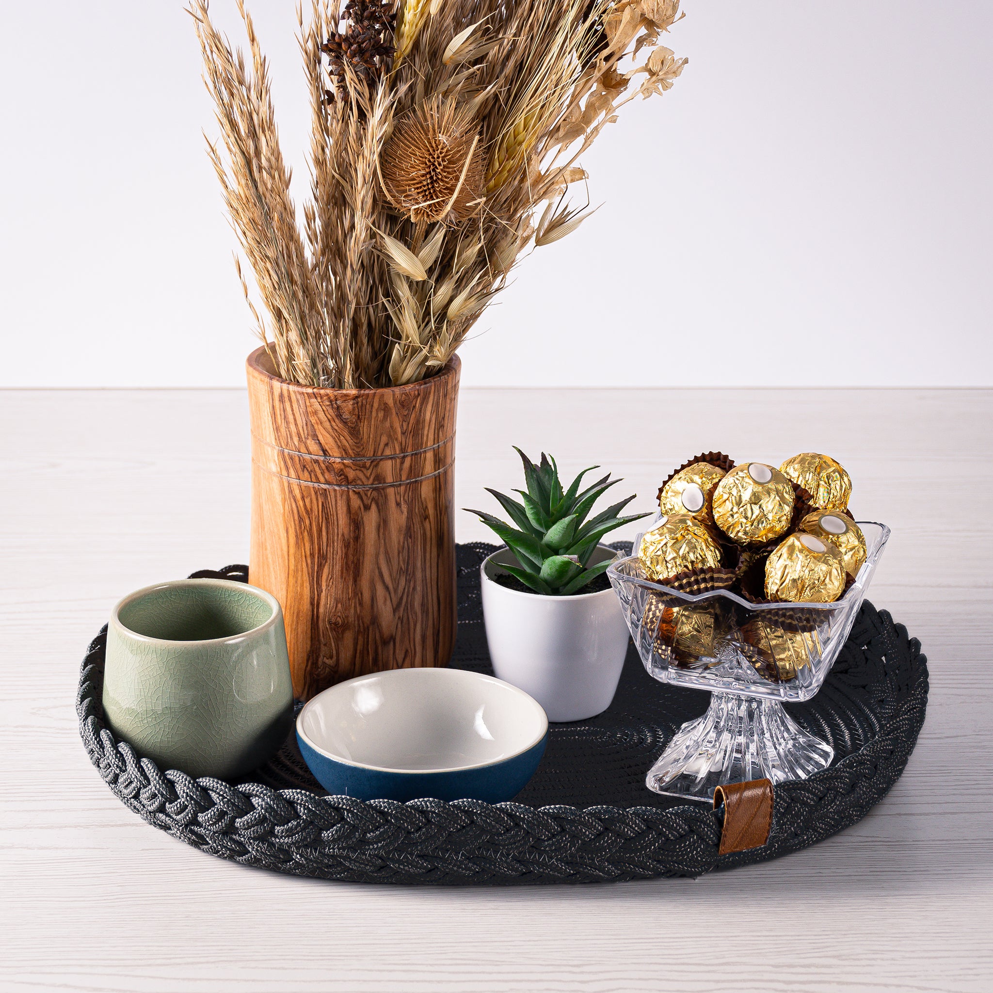 Braided Cotton Table Set – Handmade Placemats, Coasters & Oval Mats for Elegant Dining