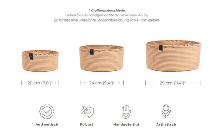 Set aus Honigbeige Baumwoll-Organizern