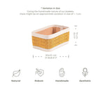 Rectangular darido basket with natural woven texture and white rim, 30x22 cm, handmade organizer box. - Large Organizer Box | 30x22 cm